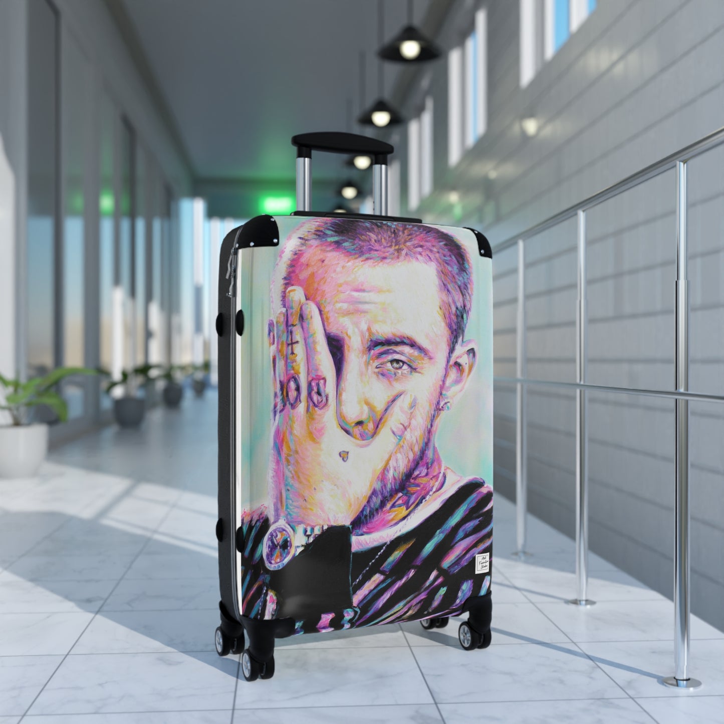 Vibrant Mac Miller Art Suitcase - Stylish Travel Luggage for Music Lovers