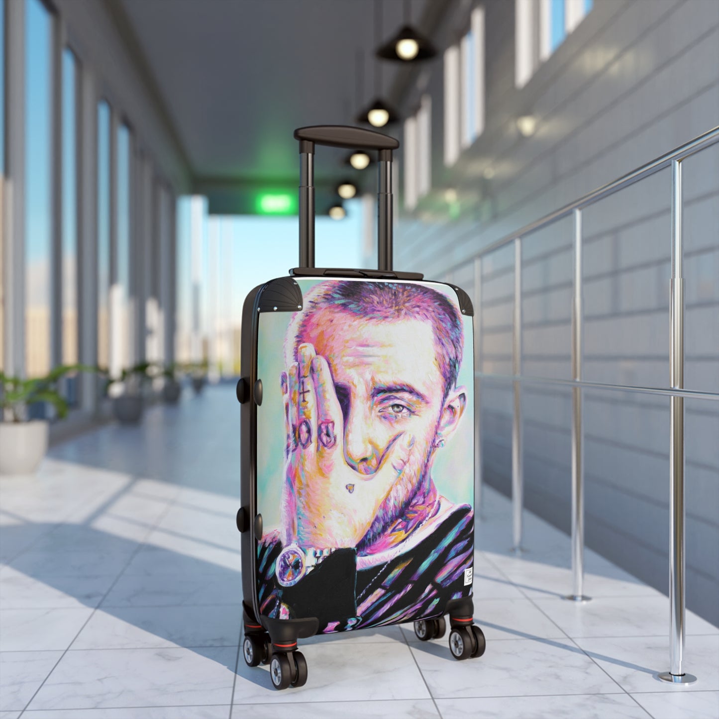 Vibrant Mac Miller Art Suitcase - Stylish Travel Luggage for Music Lovers