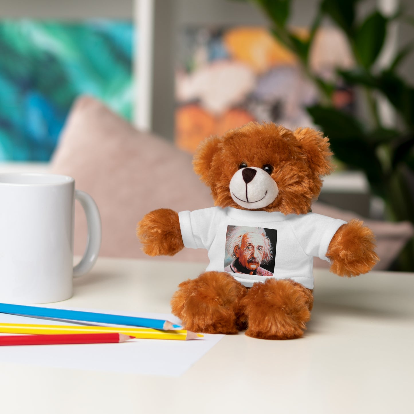 Super Cute Stuffed Animal with Albert Einstein Tee - Unique Gift for Kids & Collectors by Mel Fiorentino