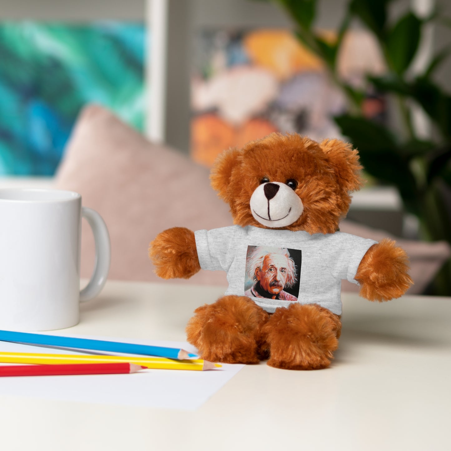 Super Cute Stuffed Animal with Albert Einstein Tee - Unique Gift for Kids & Collectors by Mel Fiorentino