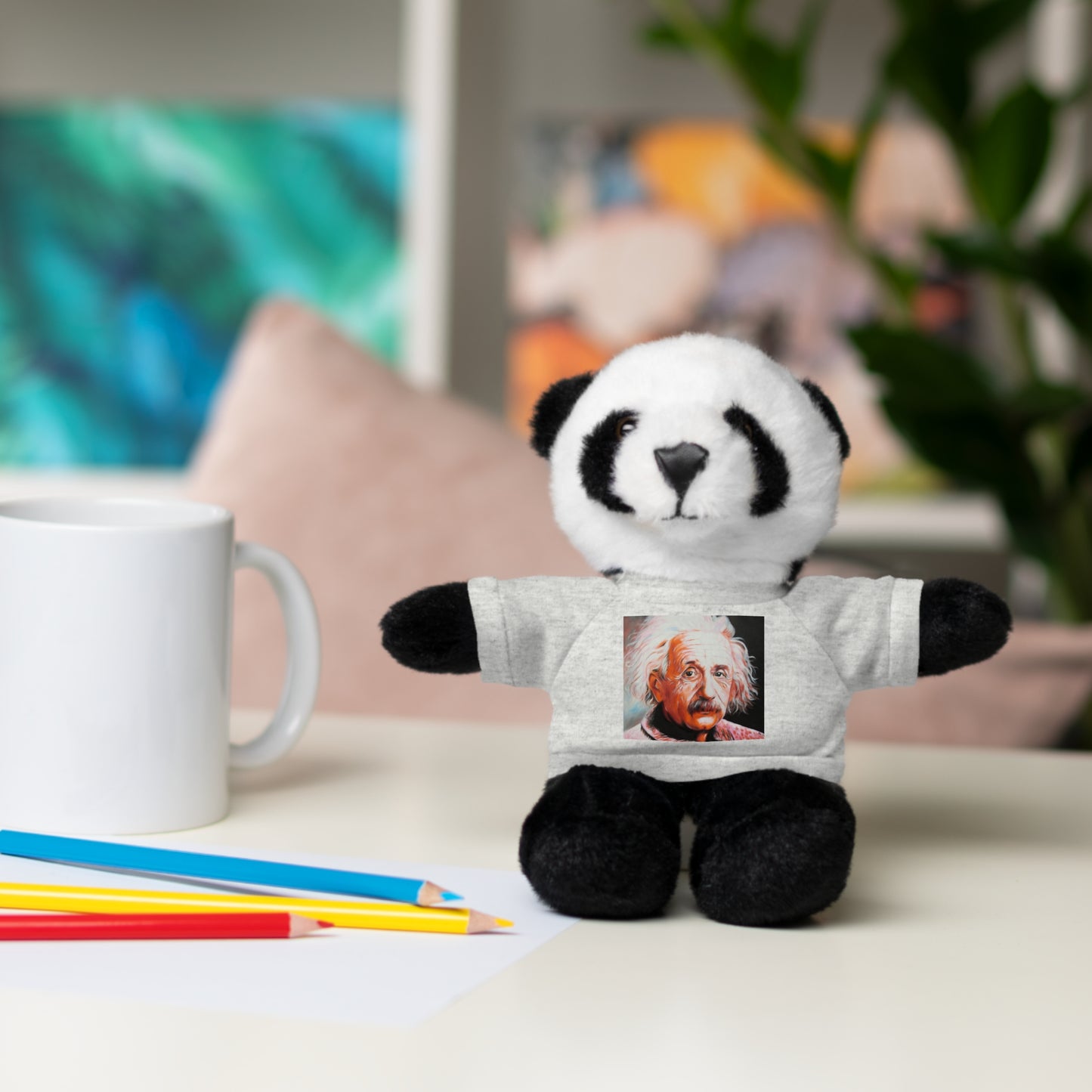 Super Cute Stuffed Animal with Albert Einstein Tee - Unique Gift for Kids & Collectors by Mel Fiorentino