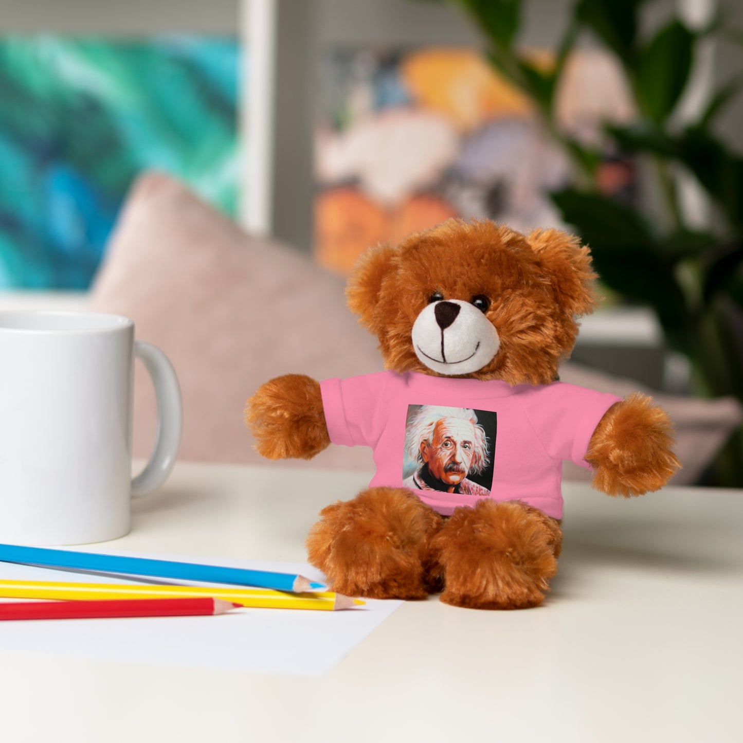 Super Cute Stuffed Animal with Albert Einstein Tee - Unique Gift for Kids & Collectors by Mel Fiorentino