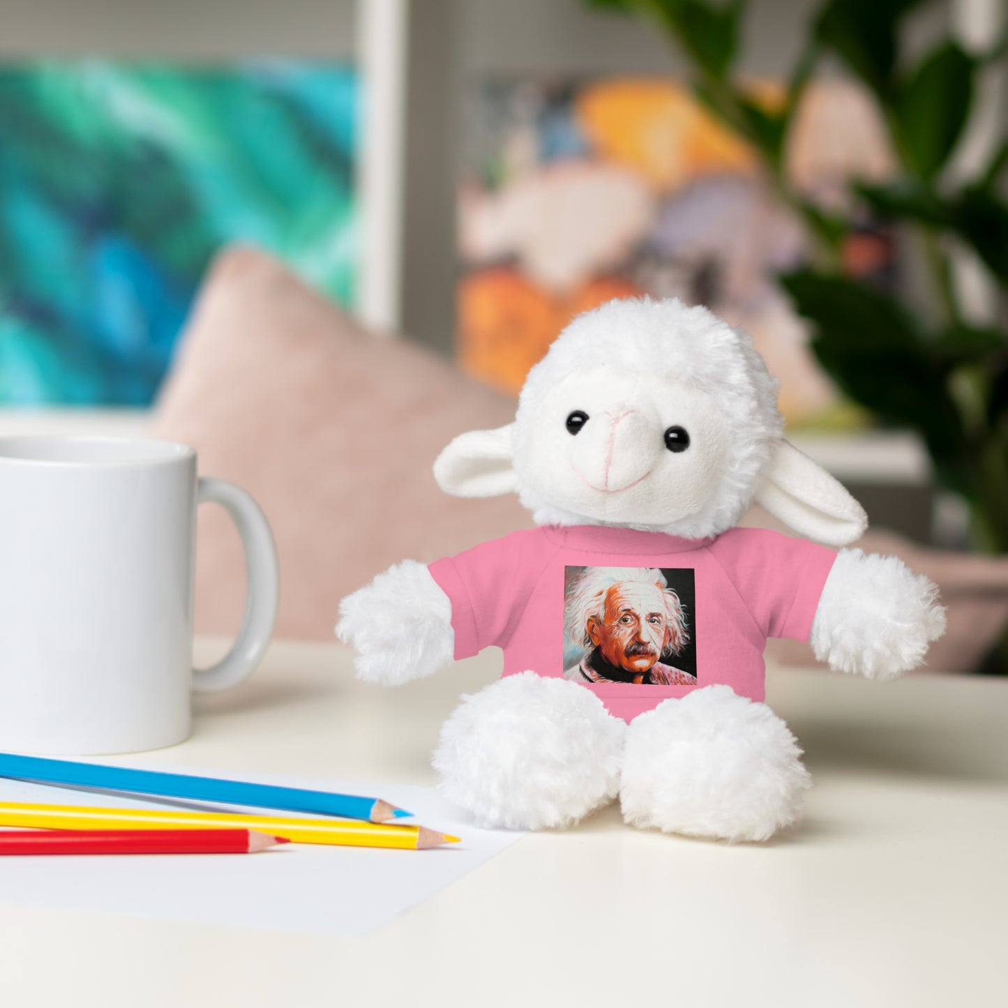 Super Cute Stuffed Animal with Albert Einstein Tee - Unique Gift for Kids & Collectors by Mel Fiorentino