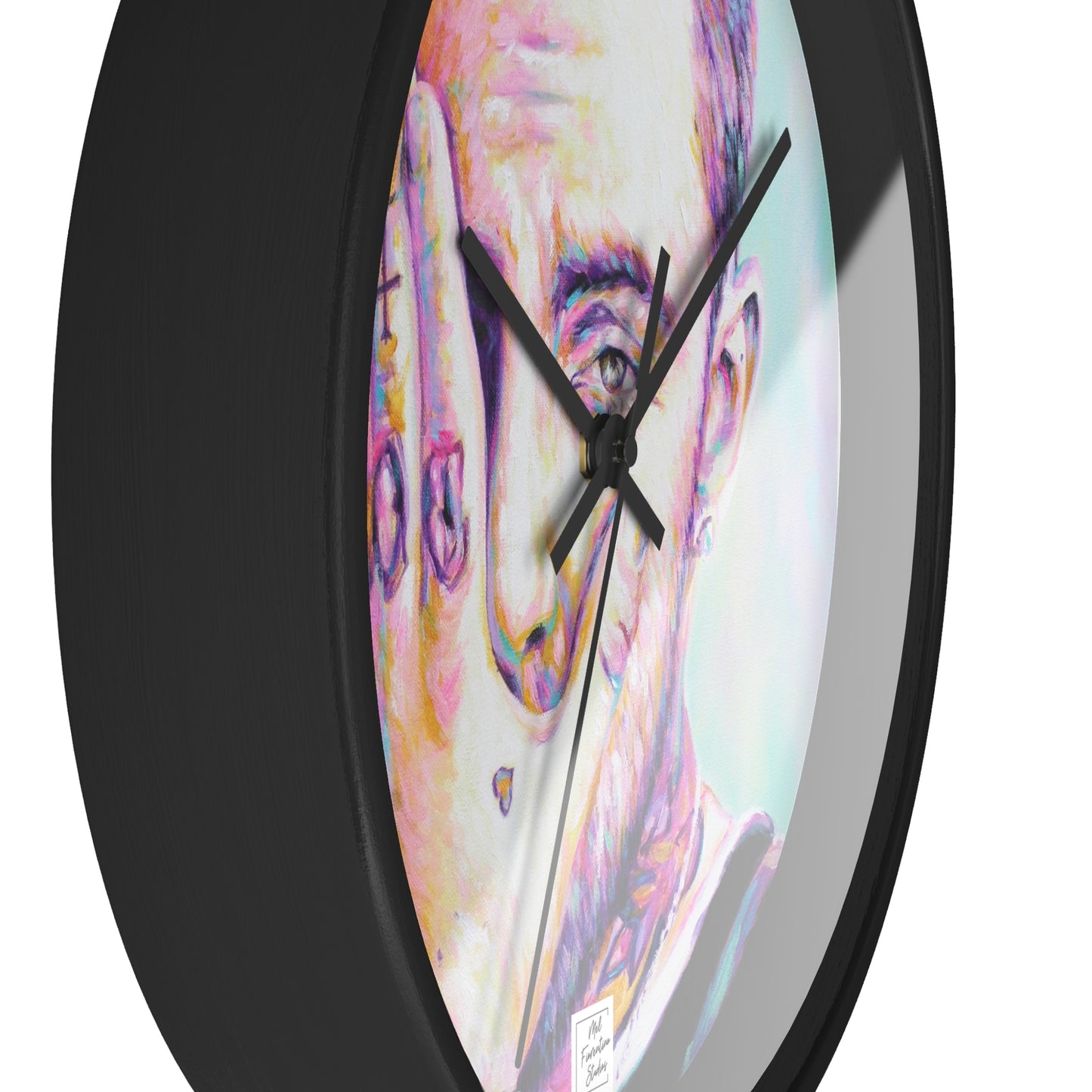 Artistic Wall Clock featuring Mac Miller Portrait by Mel Fiorentino