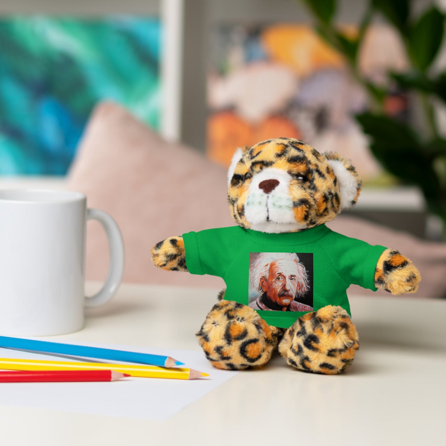 Super Cute Stuffed Animal with Albert Einstein Tee - Unique Gift for Kids & Collectors by Mel Fiorentino