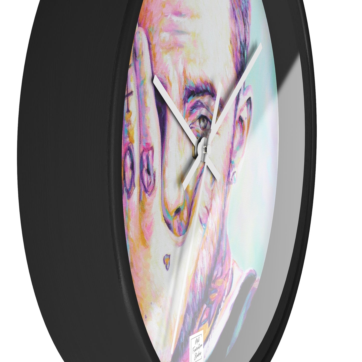 Artistic Wall Clock featuring Mac Miller Portrait by Mel Fiorentino
