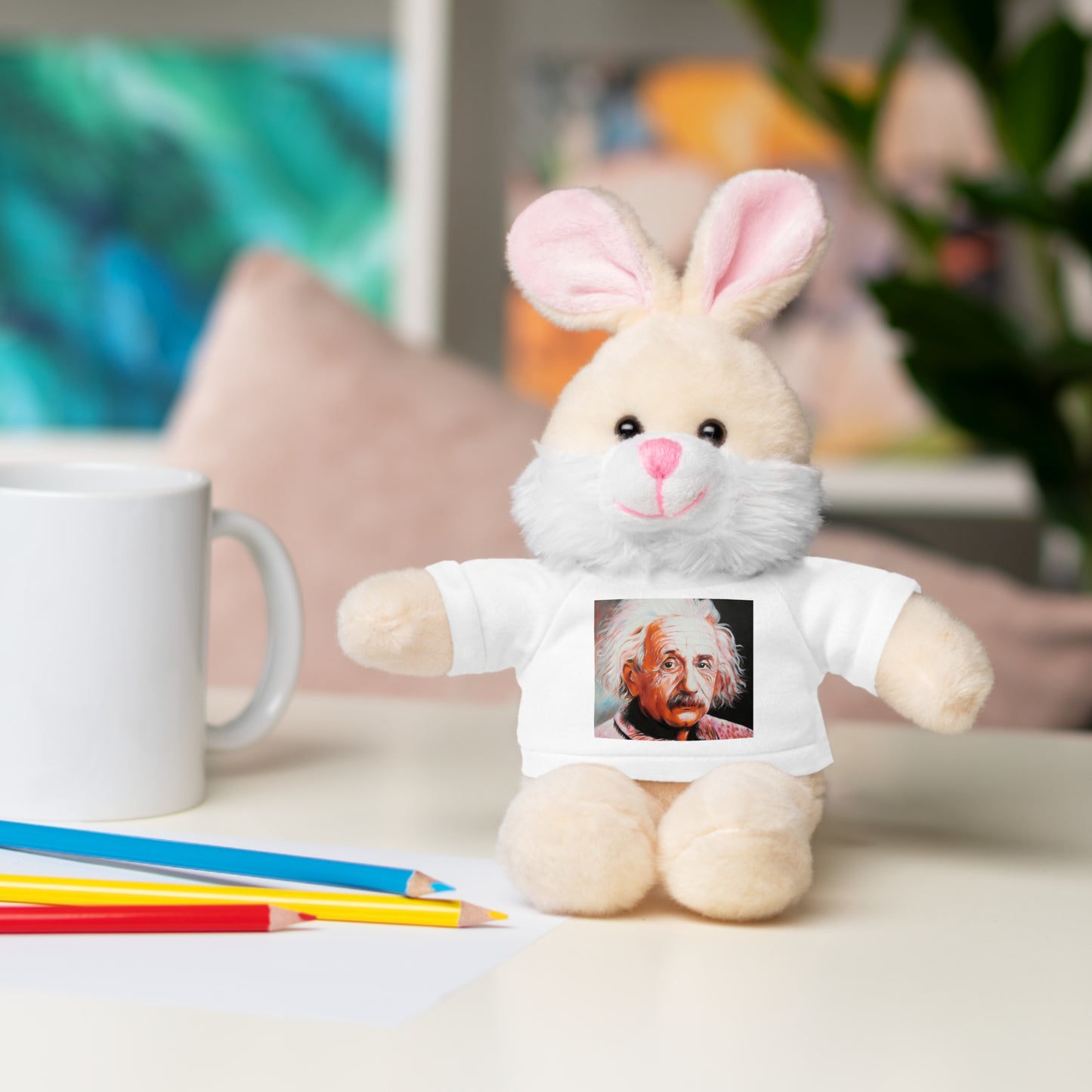 Super Cute Stuffed Animal with Albert Einstein Tee - Unique Gift for Kids & Collectors by Mel Fiorentino