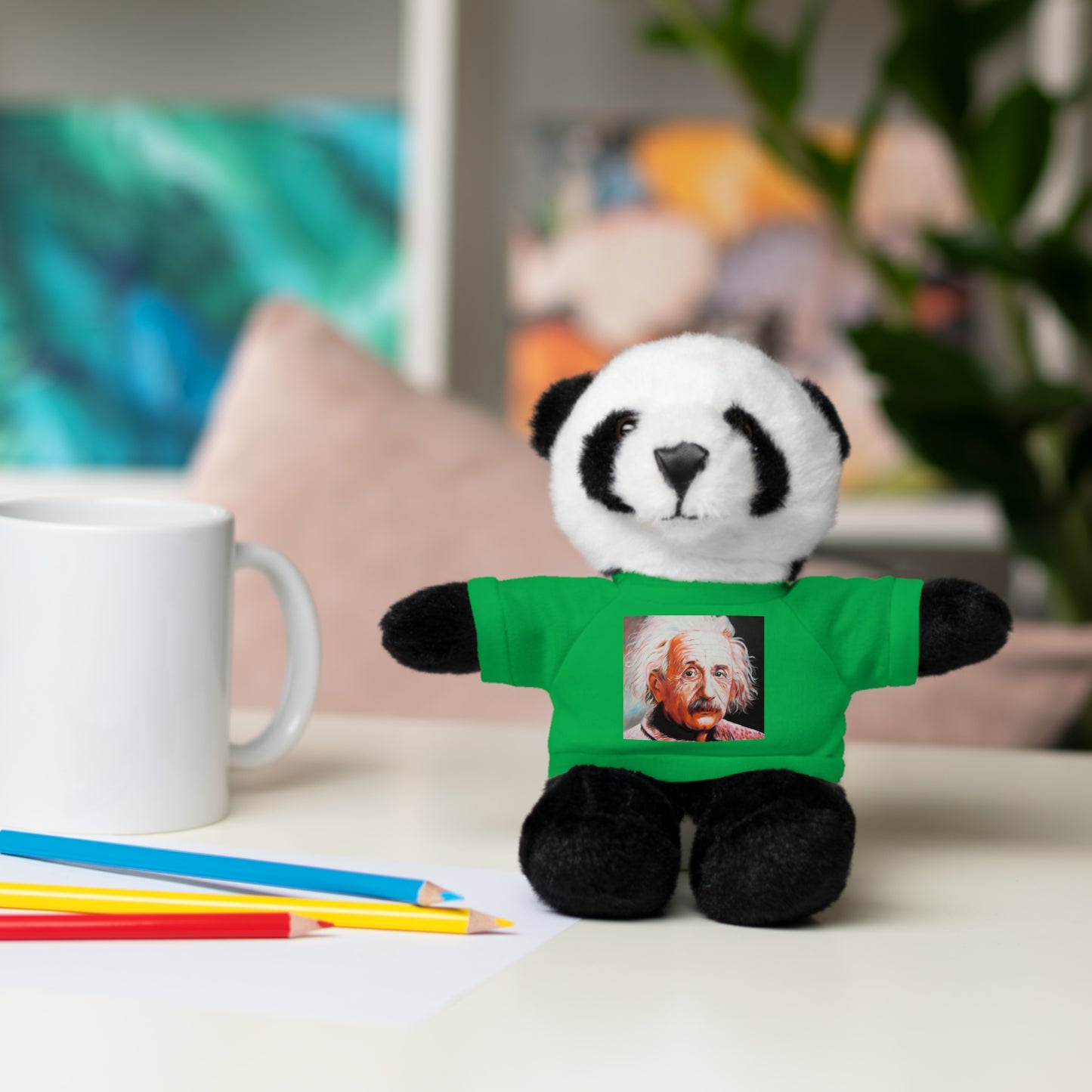 Super Cute Stuffed Animal with Albert Einstein Tee - Unique Gift for Kids & Collectors by Mel Fiorentino