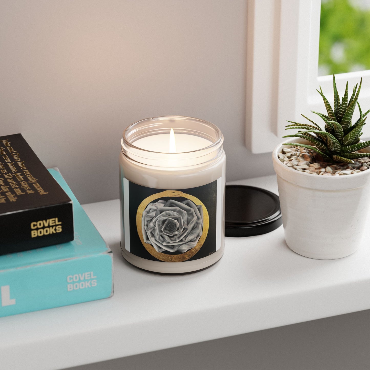 Ouroboros art by Mel Fiorentino-Elegant Rose Scented Soy Candle