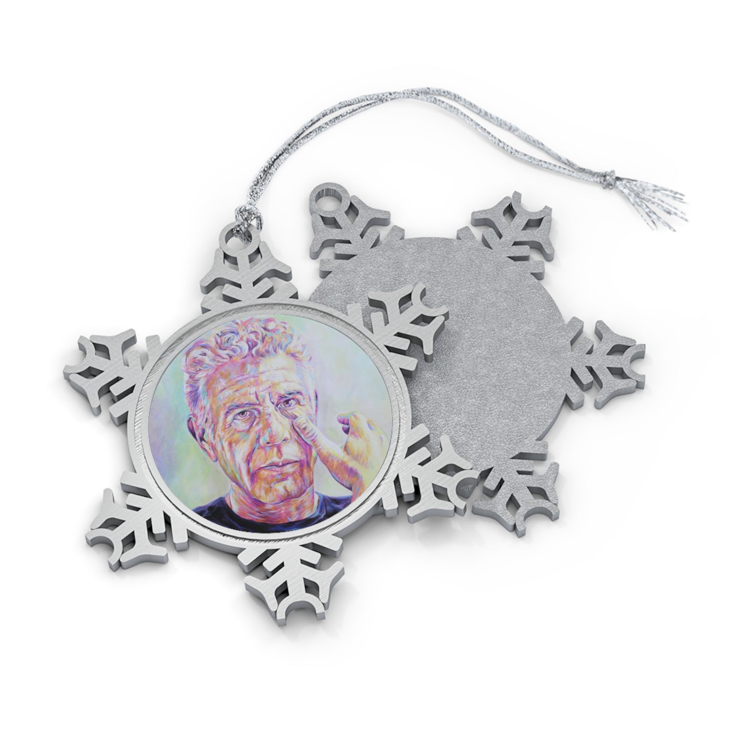 Anthony Bourdain Pewter Snowflake Ornament by Mel Fiorentino