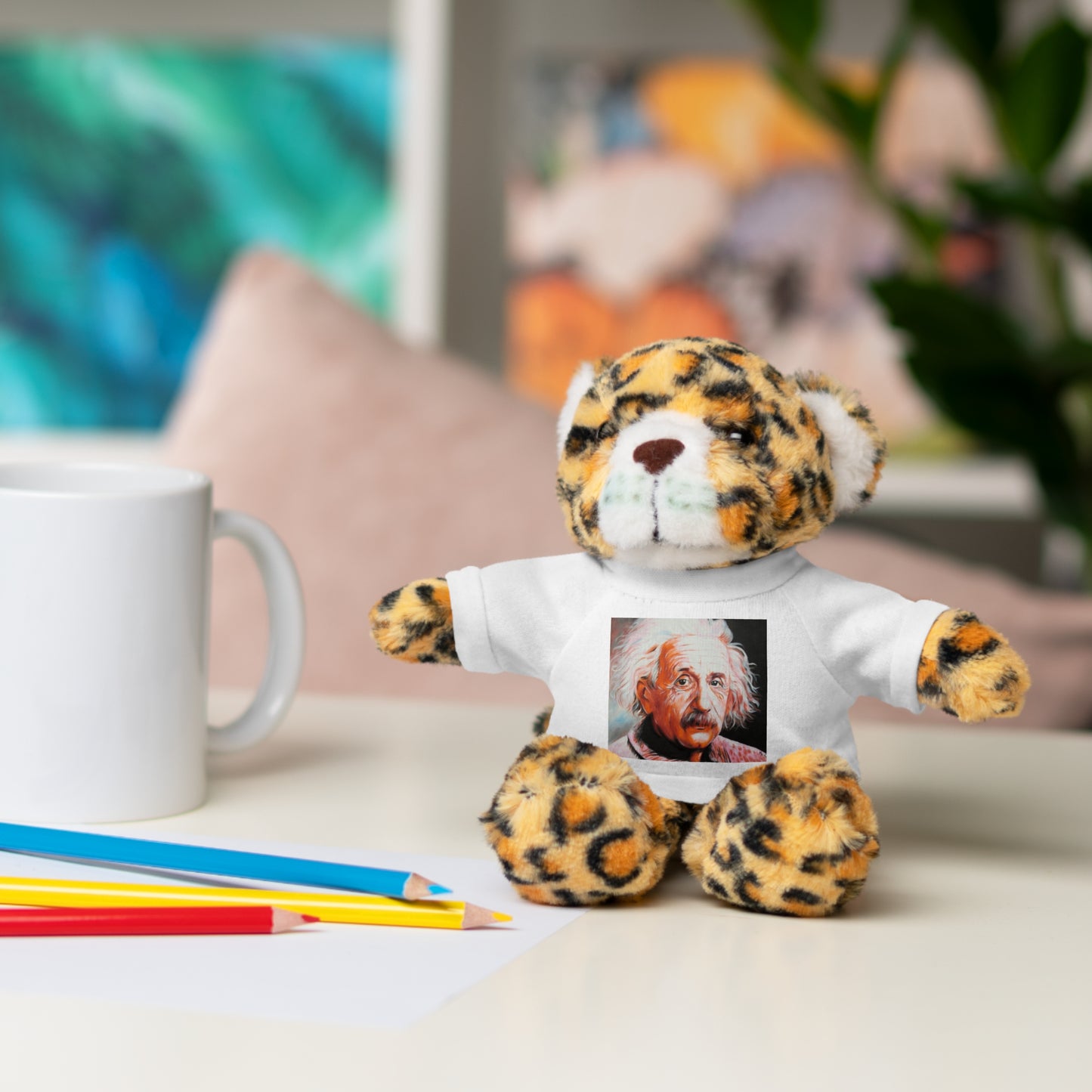 Super Cute Stuffed Animal with Albert Einstein Tee - Unique Gift for Kids & Collectors by Mel Fiorentino