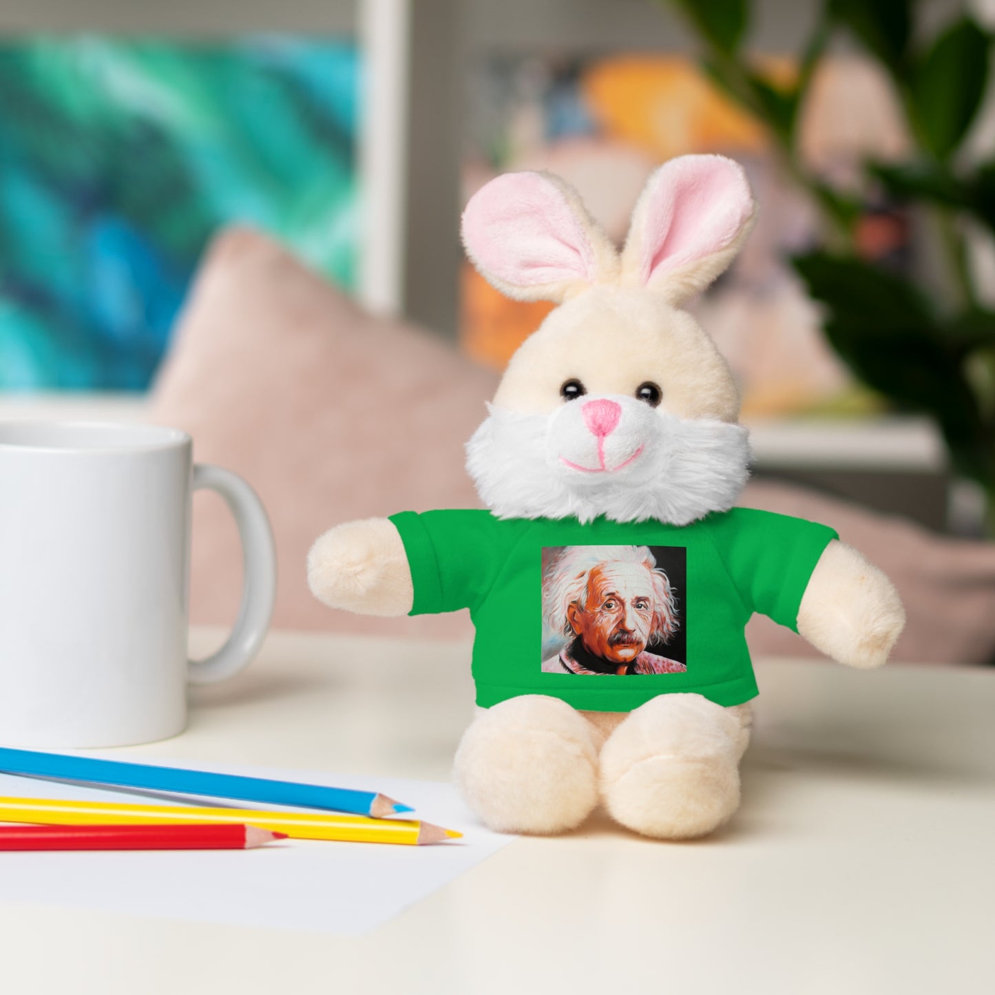 Super Cute Stuffed Animal with Albert Einstein Tee - Unique Gift for Kids & Collectors by Mel Fiorentino