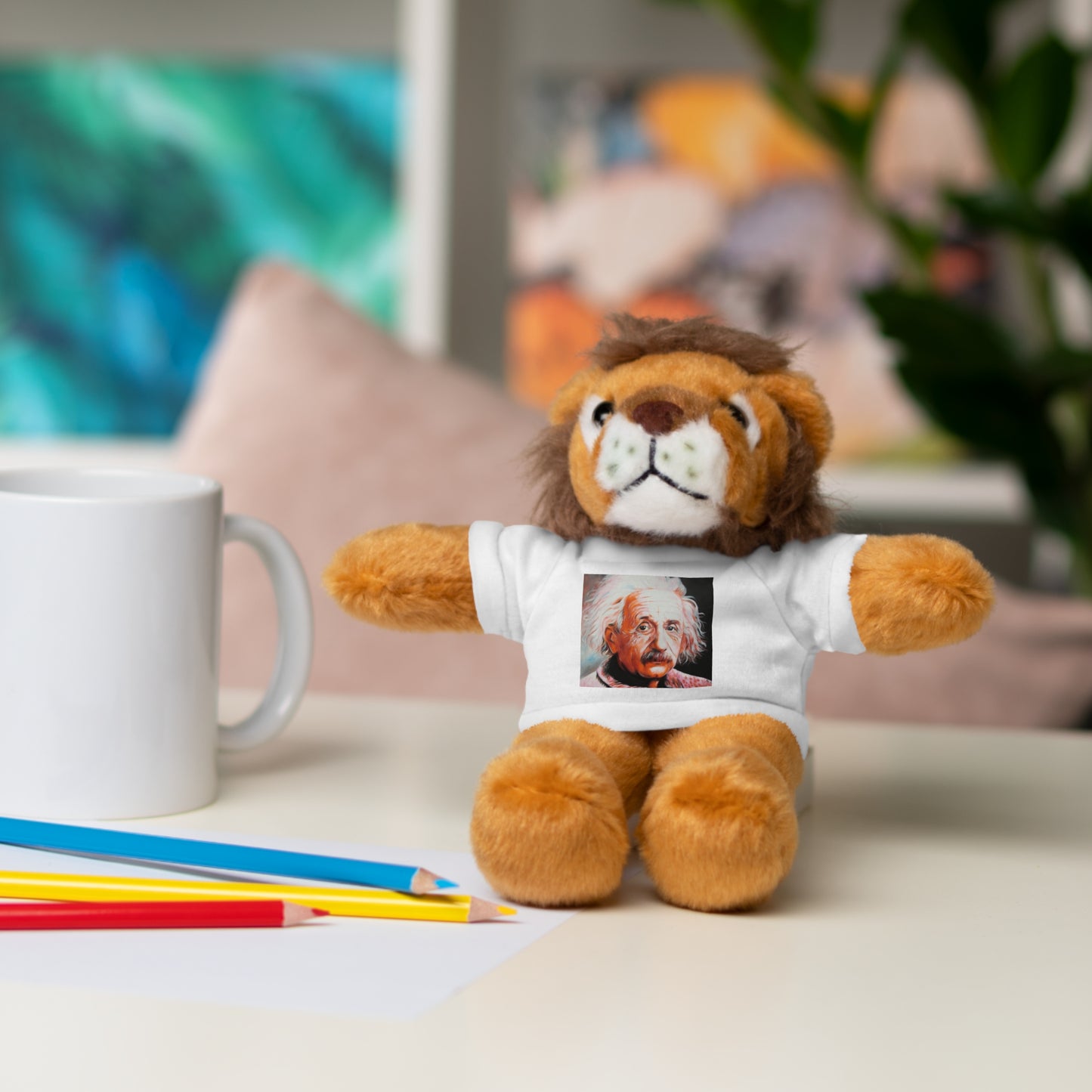 Super Cute Stuffed Animal with Albert Einstein Tee - Unique Gift for Kids & Collectors by Mel Fiorentino
