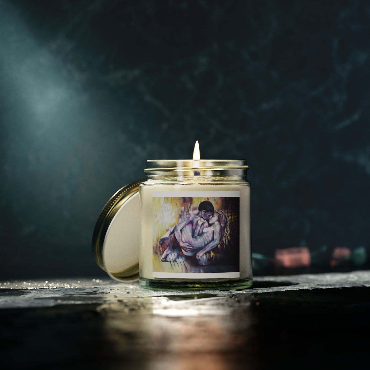 Romantic Art Scented Candle - Coconut Apricot Wax (4oz, 9oz) | Perfect Gift for Couples