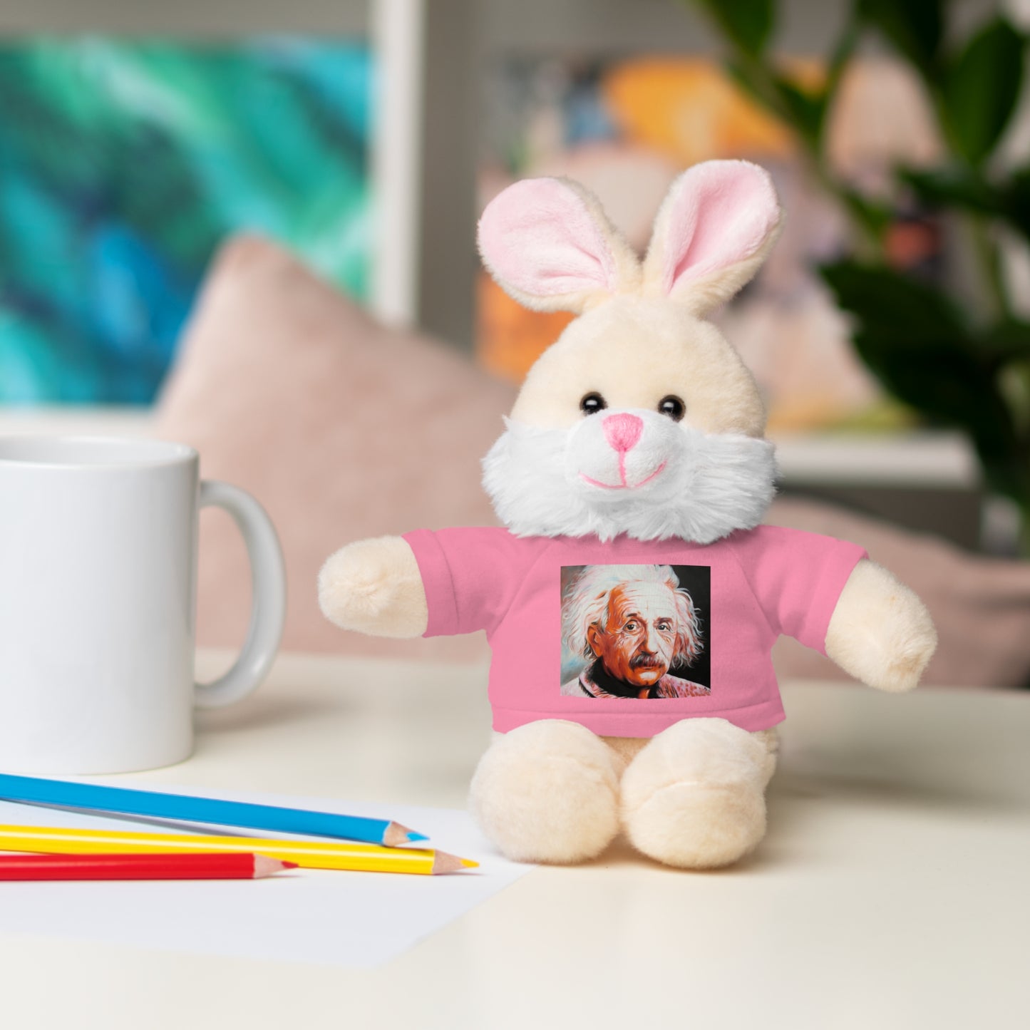 Super Cute Stuffed Animal with Albert Einstein Tee - Unique Gift for Kids & Collectors by Mel Fiorentino