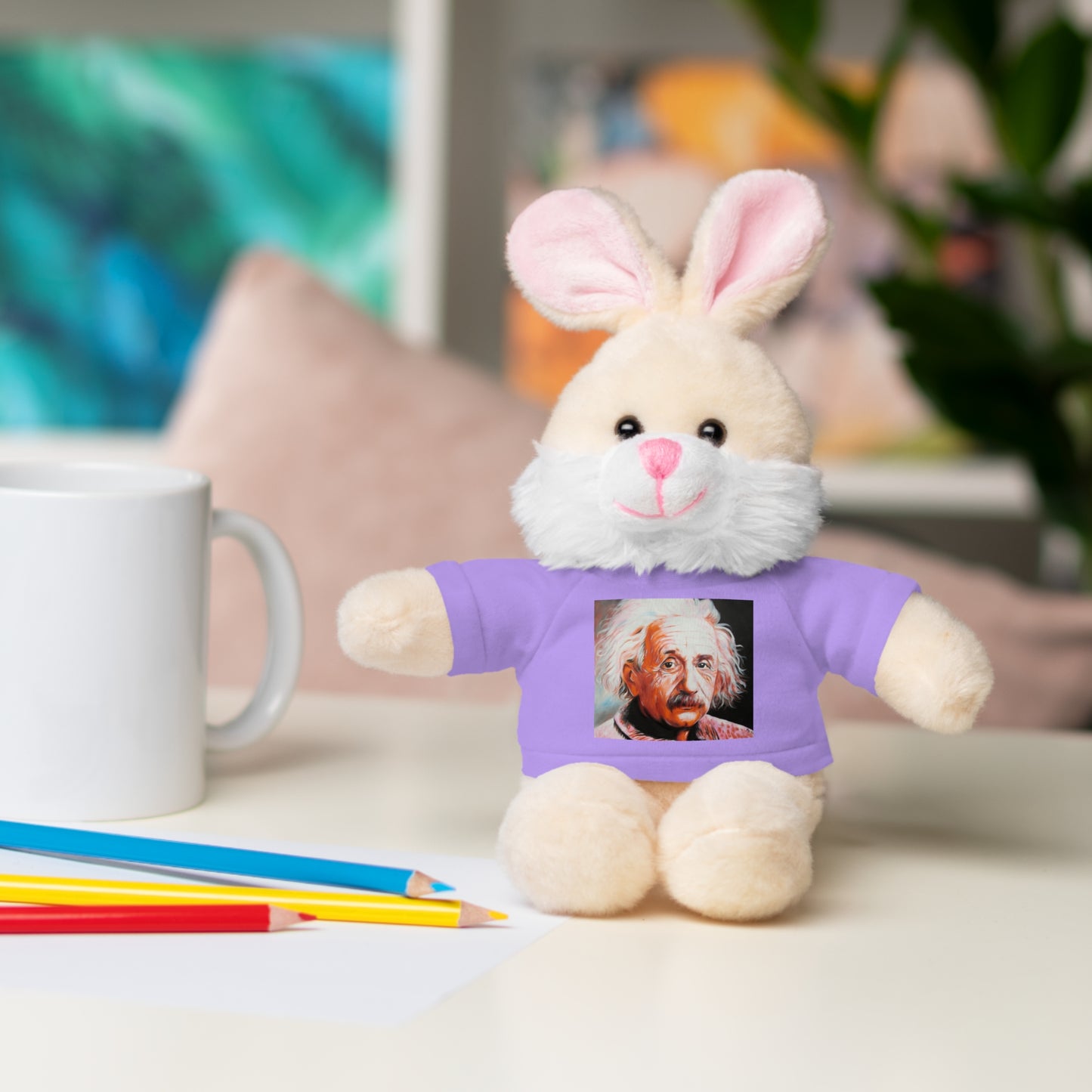Super Cute Stuffed Animal with Albert Einstein Tee - Unique Gift for Kids & Collectors by Mel Fiorentino