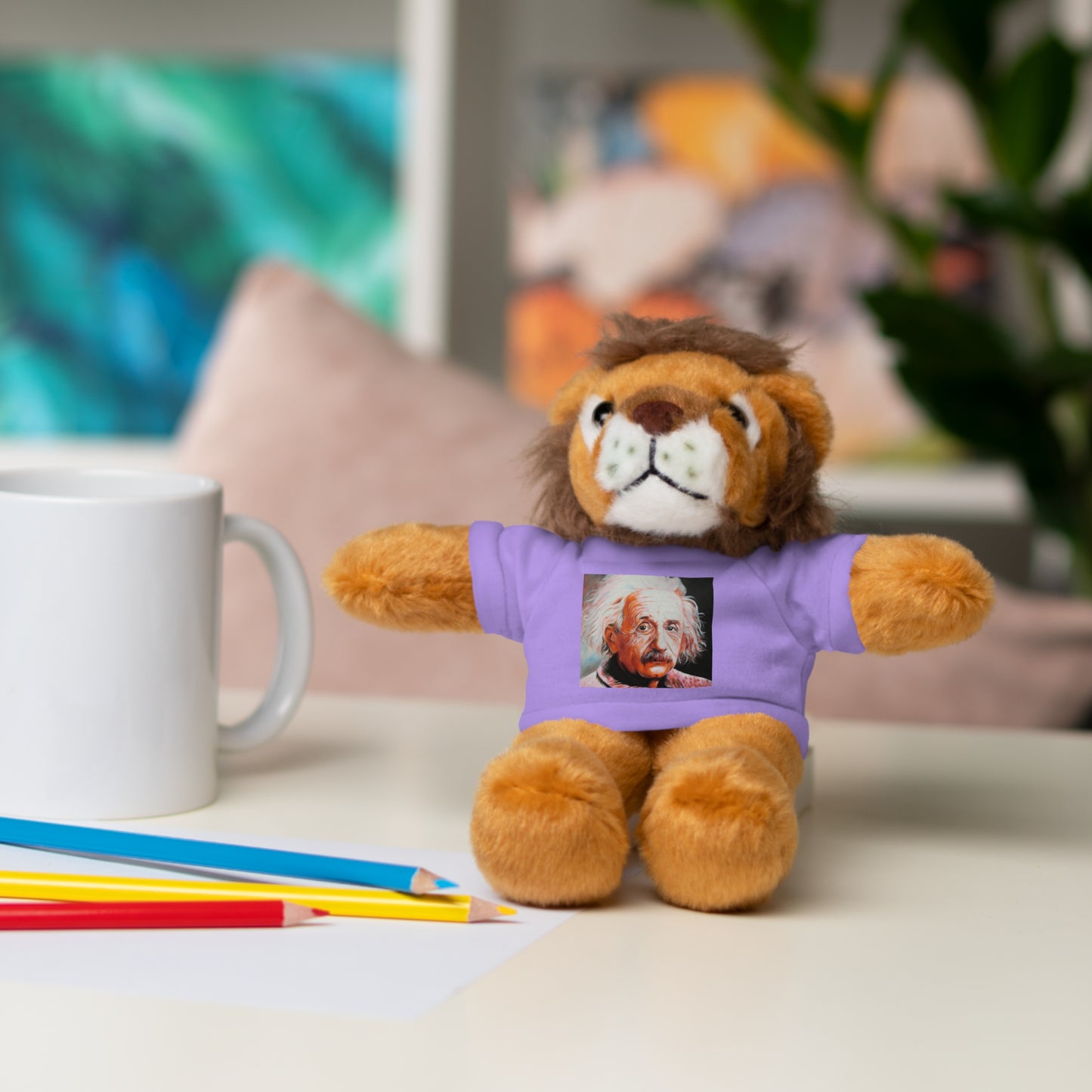 Super Cute Stuffed Animal with Albert Einstein Tee - Unique Gift for Kids & Collectors by Mel Fiorentino