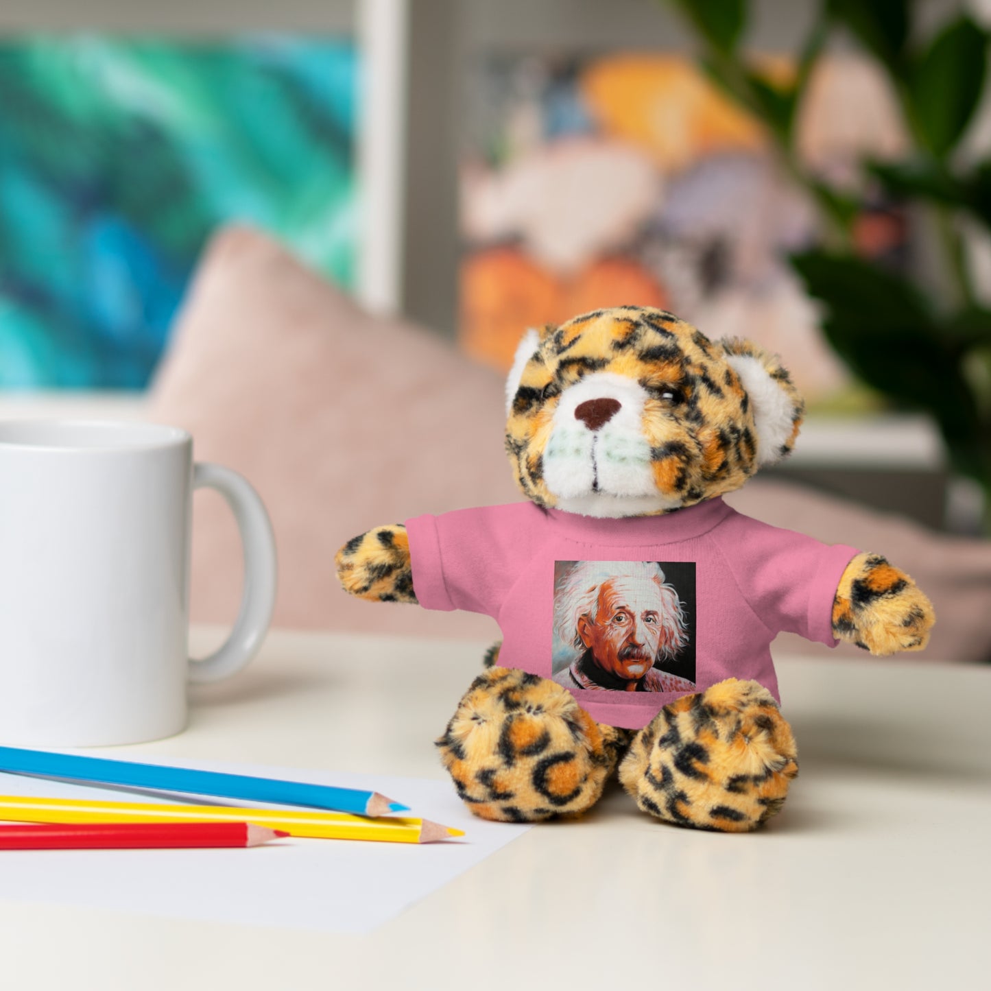 Super Cute Stuffed Animal with Albert Einstein Tee - Unique Gift for Kids & Collectors by Mel Fiorentino