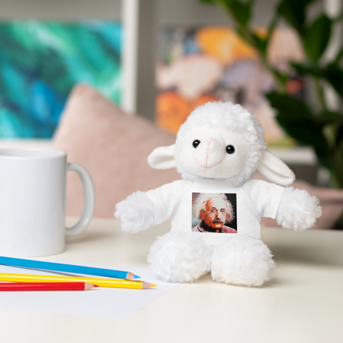 Super Cute Stuffed Animal with Albert Einstein Tee - Unique Gift for Kids & Collectors by Mel Fiorentino