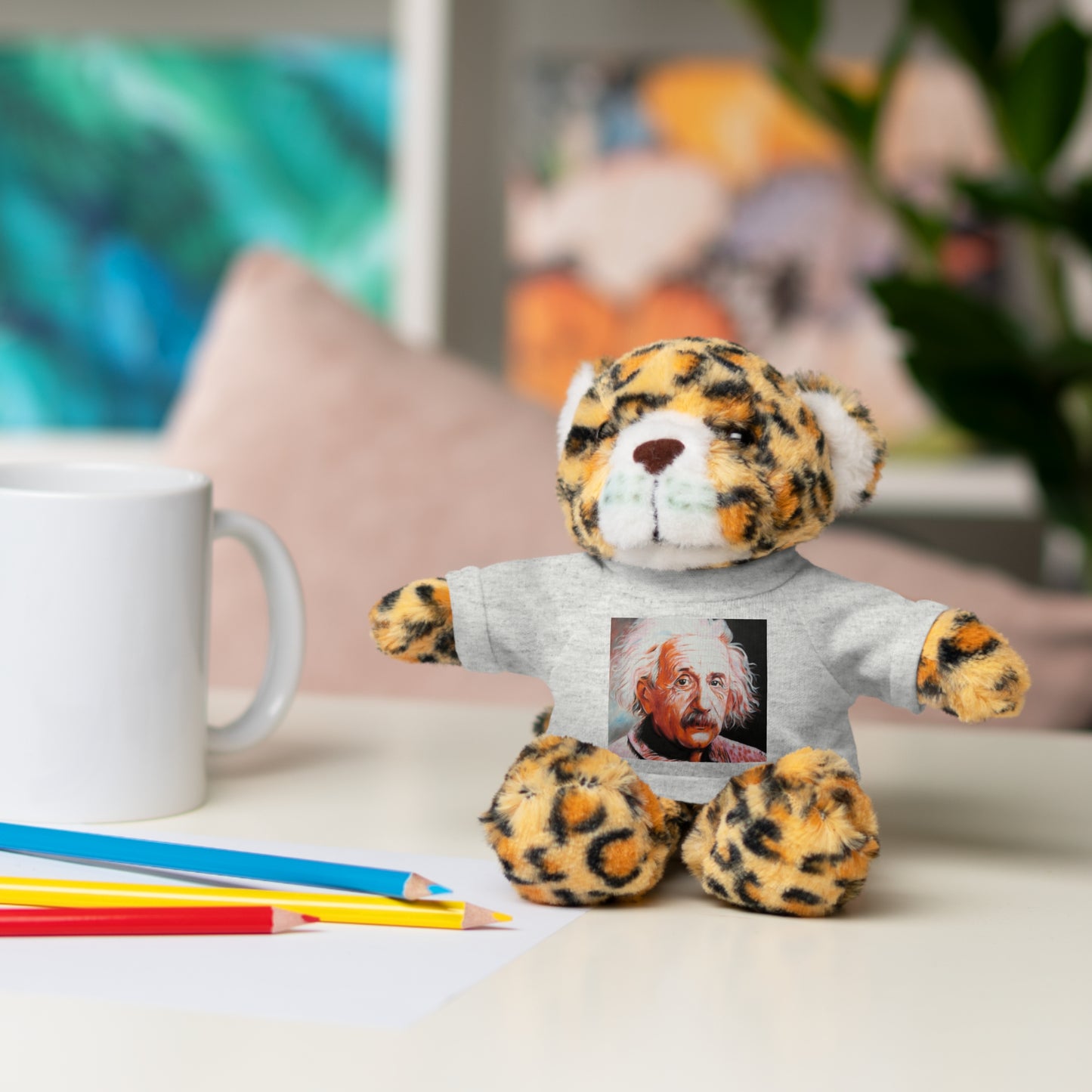 Super Cute Stuffed Animal with Albert Einstein Tee - Unique Gift for Kids & Collectors by Mel Fiorentino