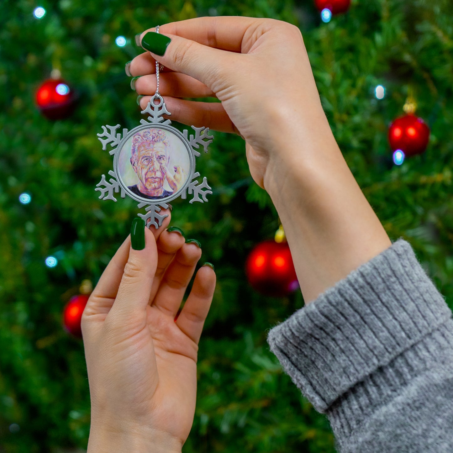 Anthony Bourdain Pewter Snowflake Ornament by Mel Fiorentino