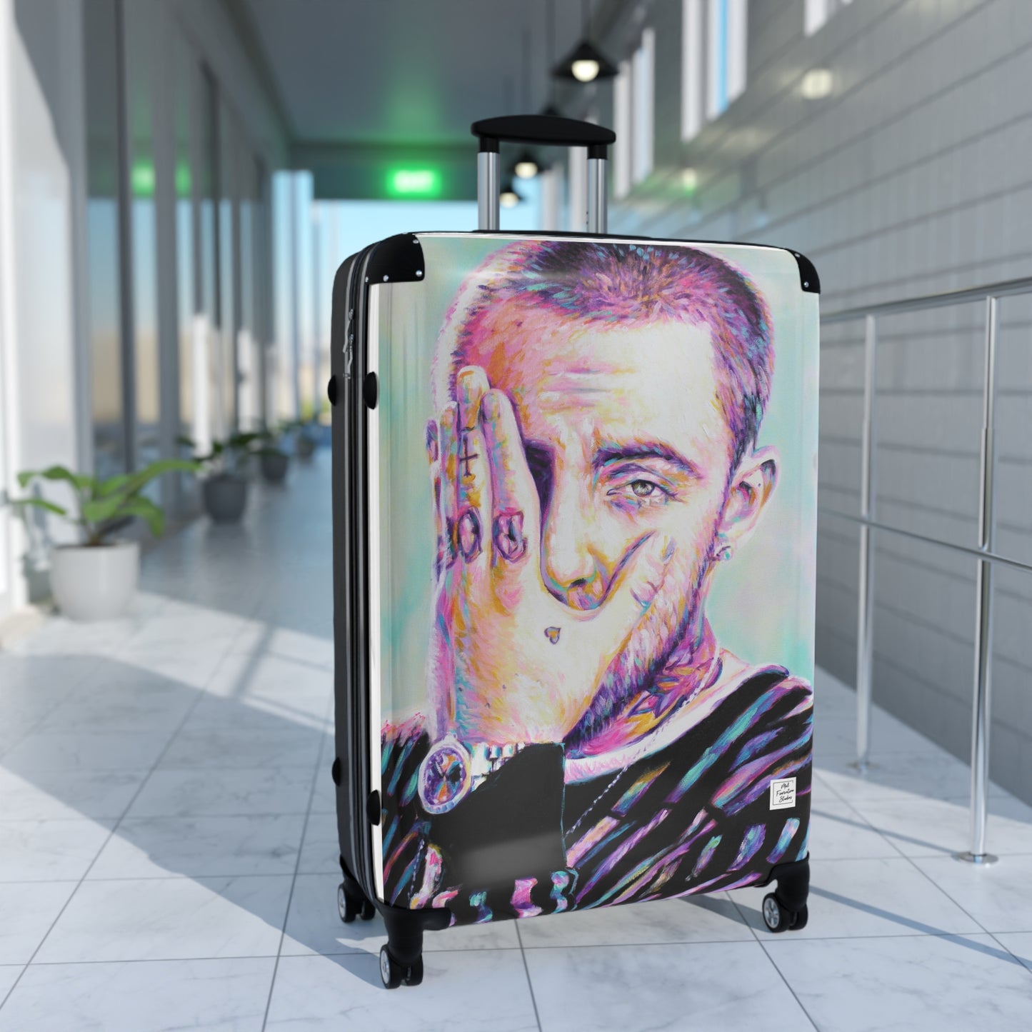 Vibrant Mac Miller Art Suitcase - Stylish Travel Luggage for Music Lovers
