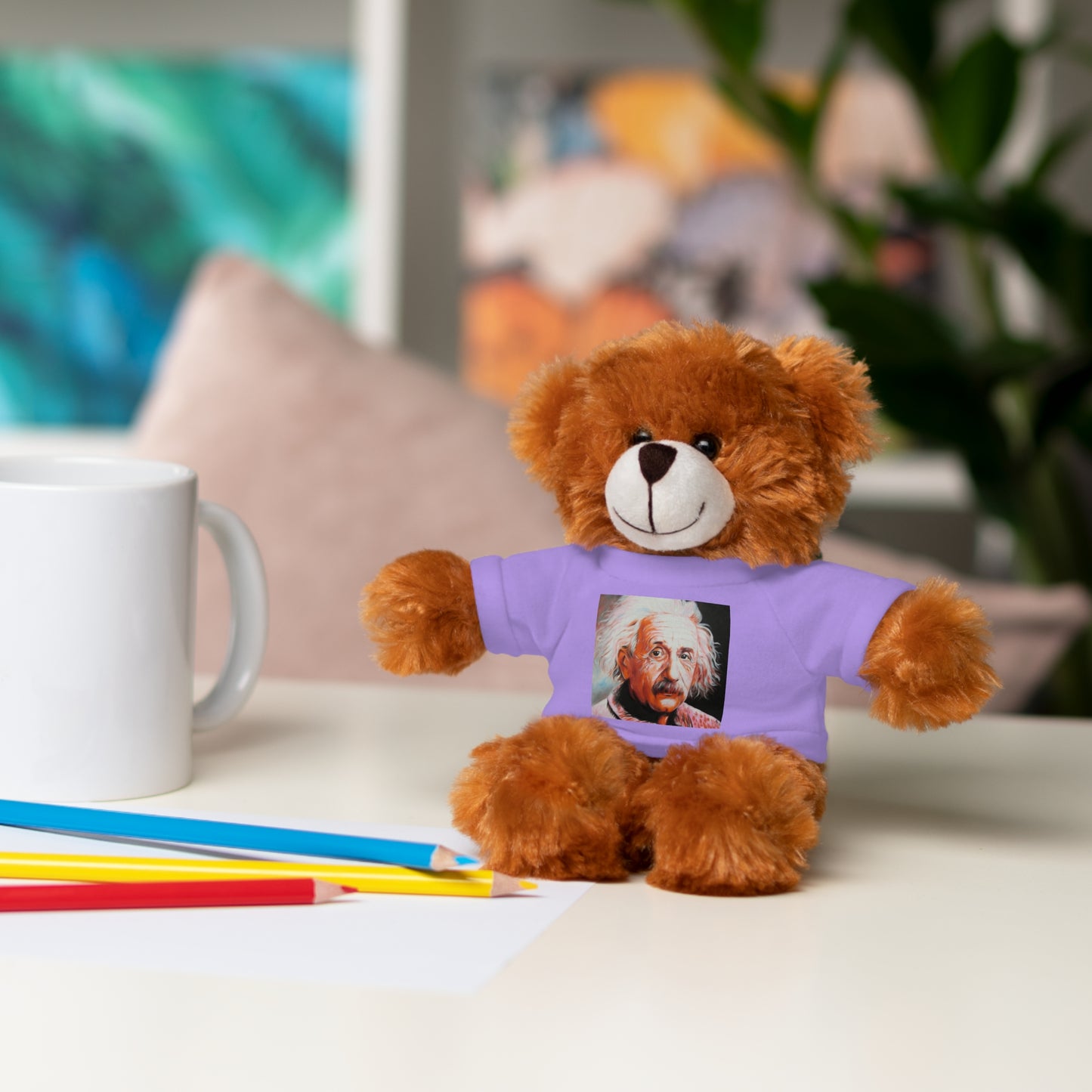 Super Cute Stuffed Animal with Albert Einstein Tee - Unique Gift for Kids & Collectors by Mel Fiorentino