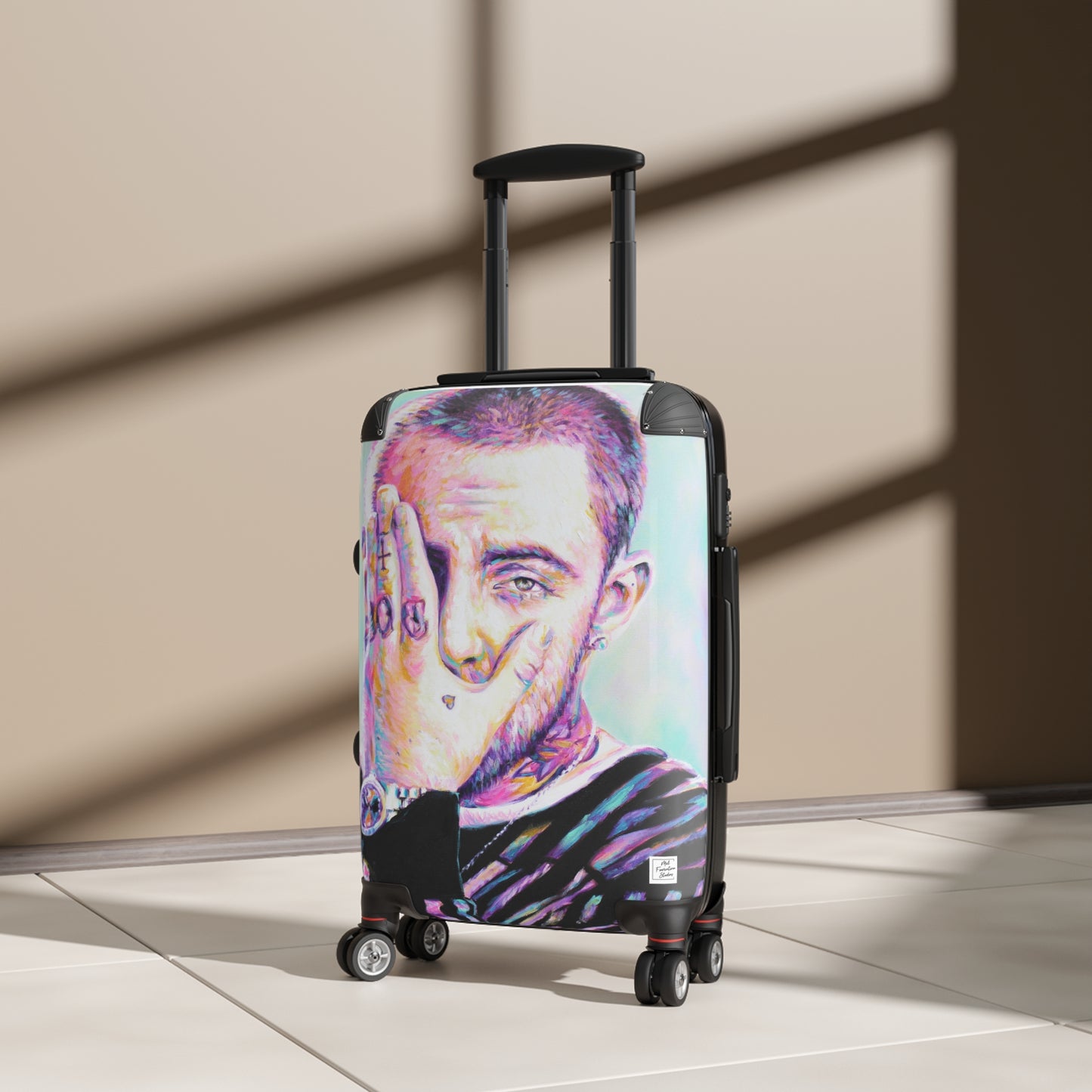Vibrant Mac Miller Art Suitcase - Stylish Travel Luggage for Music Lovers
