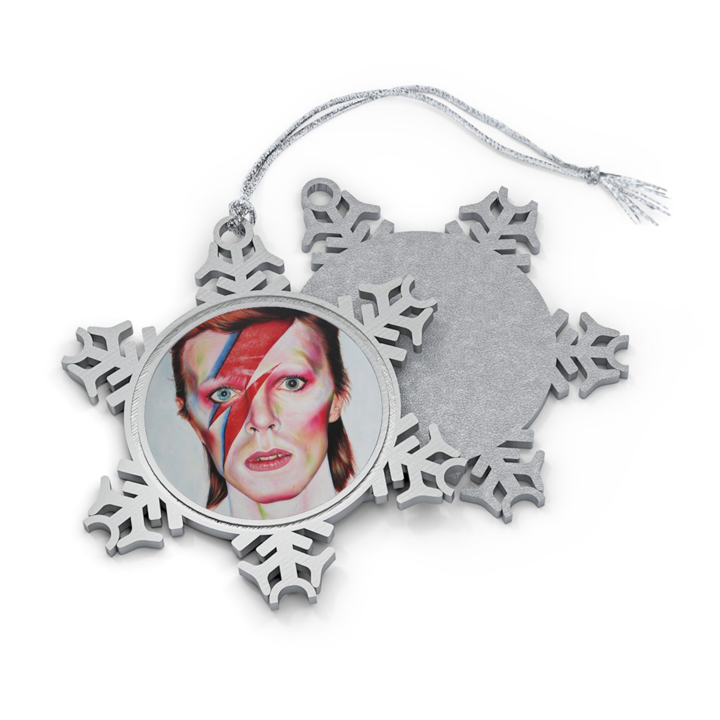 Aladdin Sane Pewter Snowflake Ornament by Mel Fiorentino