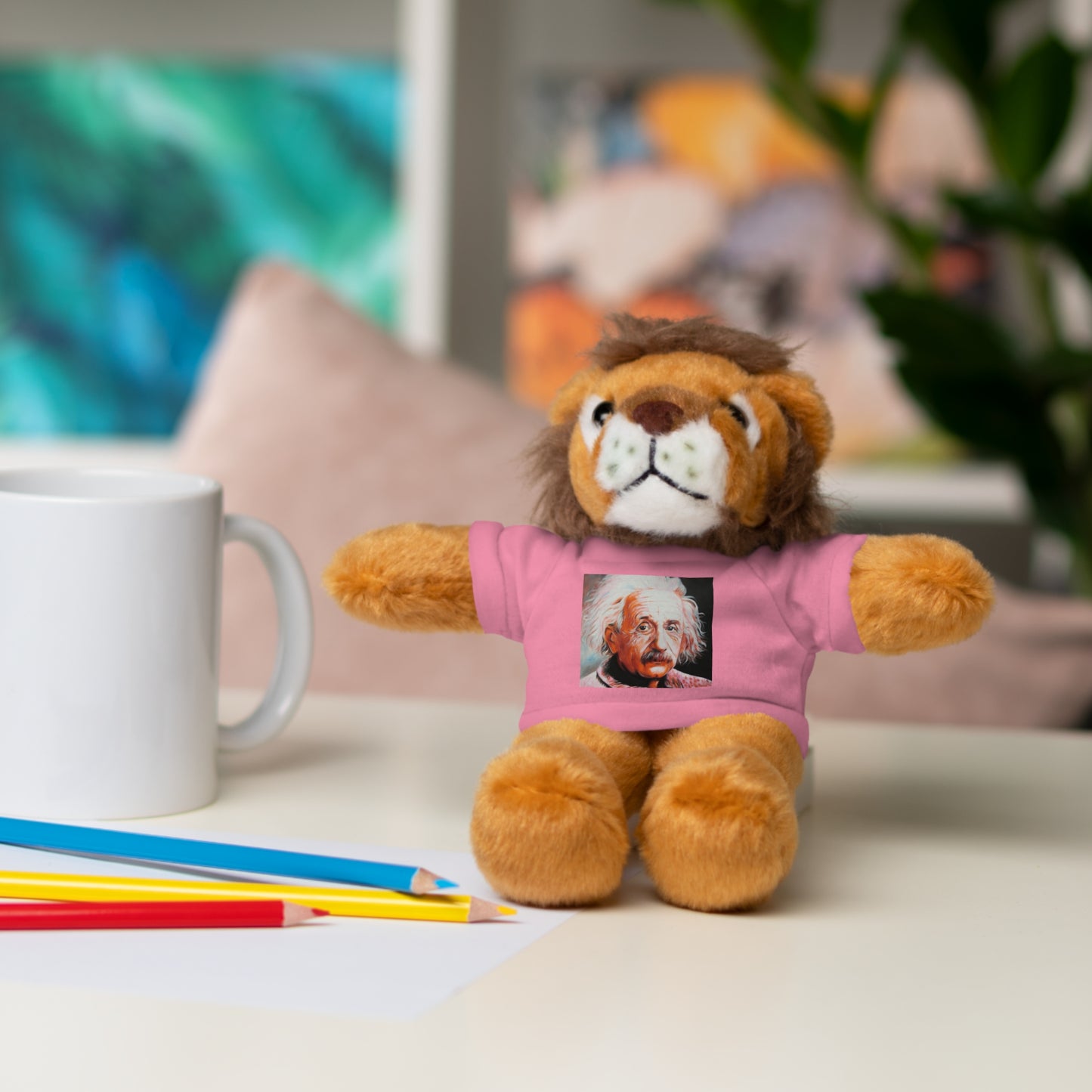 Super Cute Stuffed Animal with Albert Einstein Tee - Unique Gift for Kids & Collectors by Mel Fiorentino