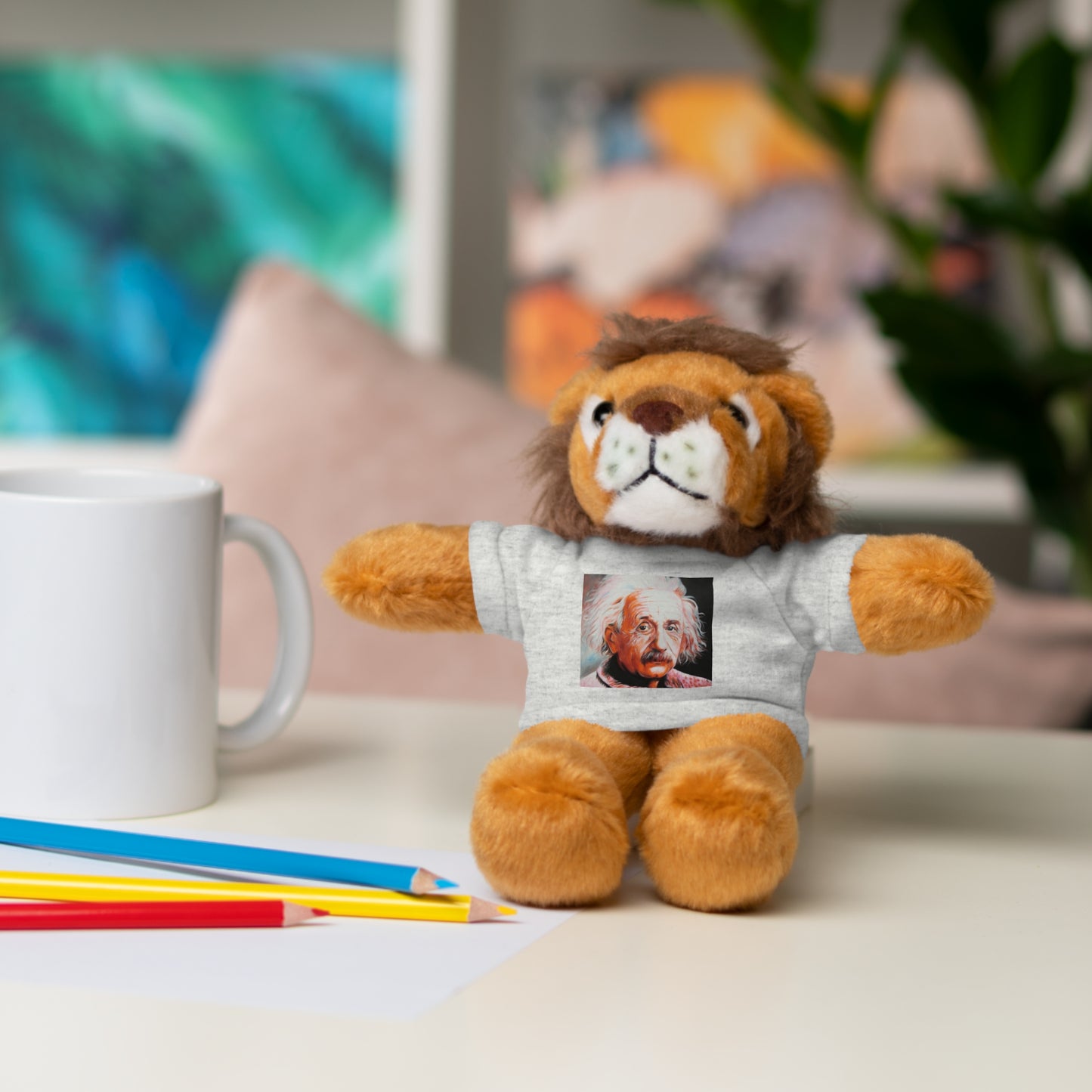 Super Cute Stuffed Animal with Albert Einstein Tee - Unique Gift for Kids & Collectors by Mel Fiorentino