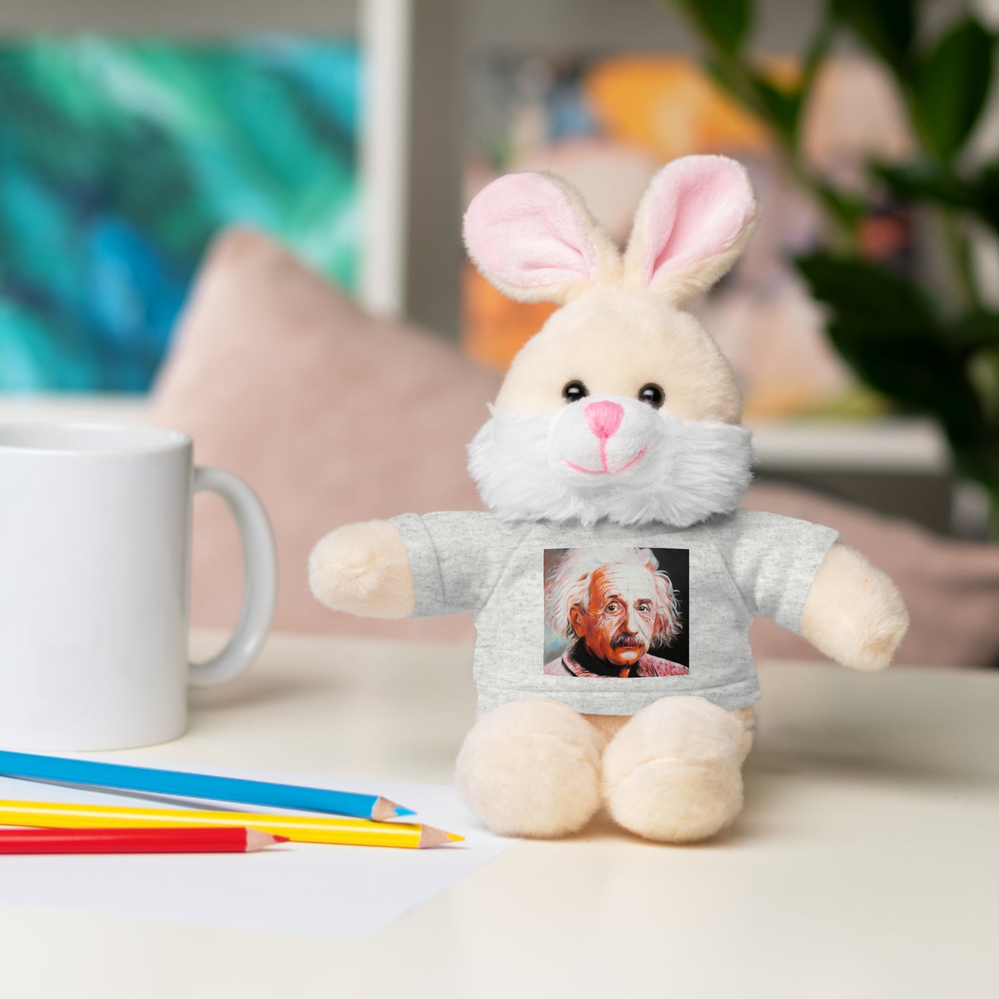 Super Cute Stuffed Animal with Albert Einstein Tee - Unique Gift for Kids & Collectors by Mel Fiorentino