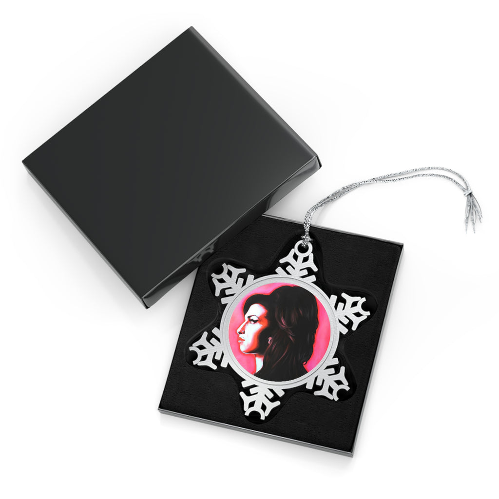Back to Black Amy Winehouse Pewter Snowflake Ornament by Mel Fiorentino