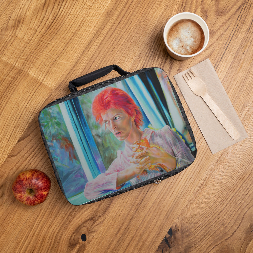 David Bowie Inspired Lunch Bag - Retro Art Tote for Music Lovers by artist Mel Fiorentino
