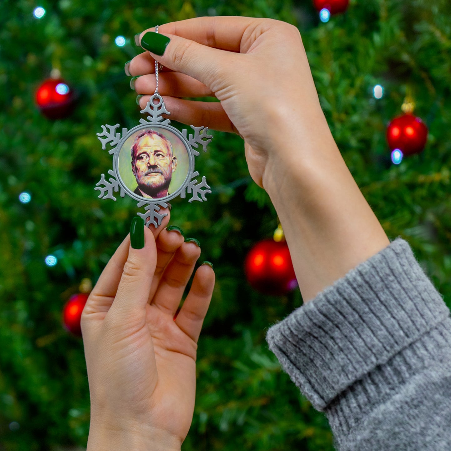 Bill Murray Pewter Snowflake Ornament by Mel Fiorentino