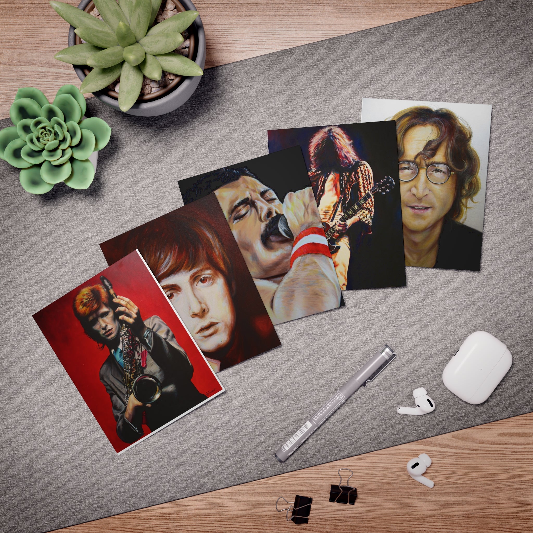 70s Musicians Greeting Cards (5-Pack)