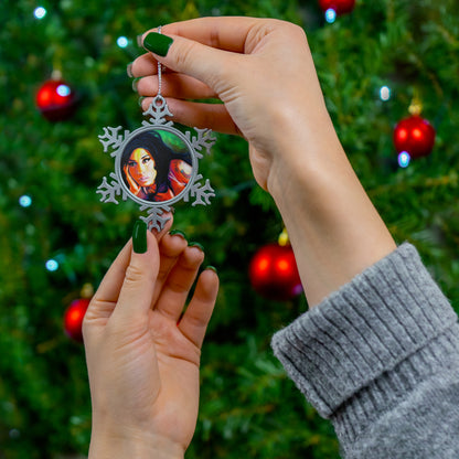 Amy Winehouse Pewter Snowflake Ornament by Mel Fiorentino