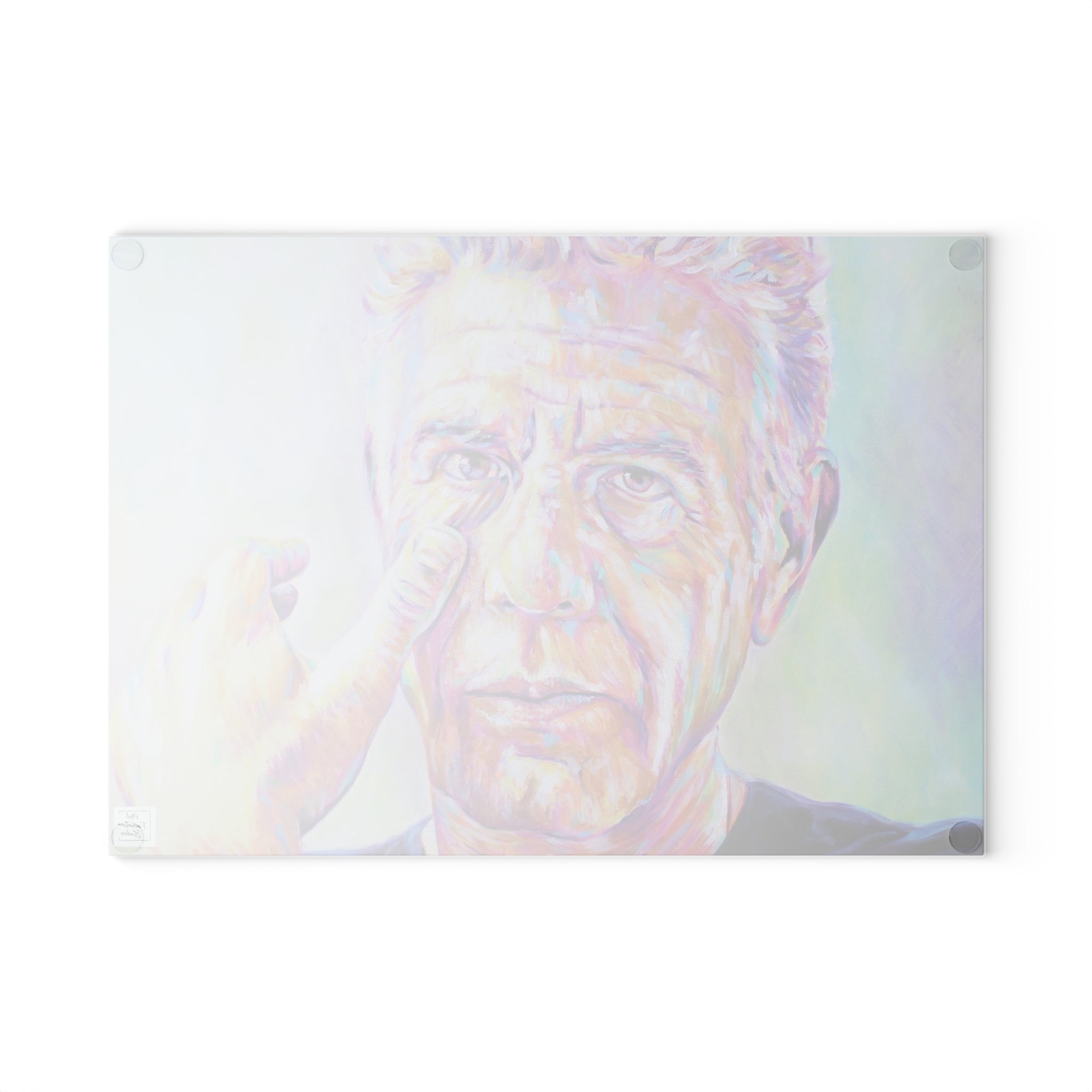 Anthony Bourdain Glass Cutting Board by Mel Fiorentino