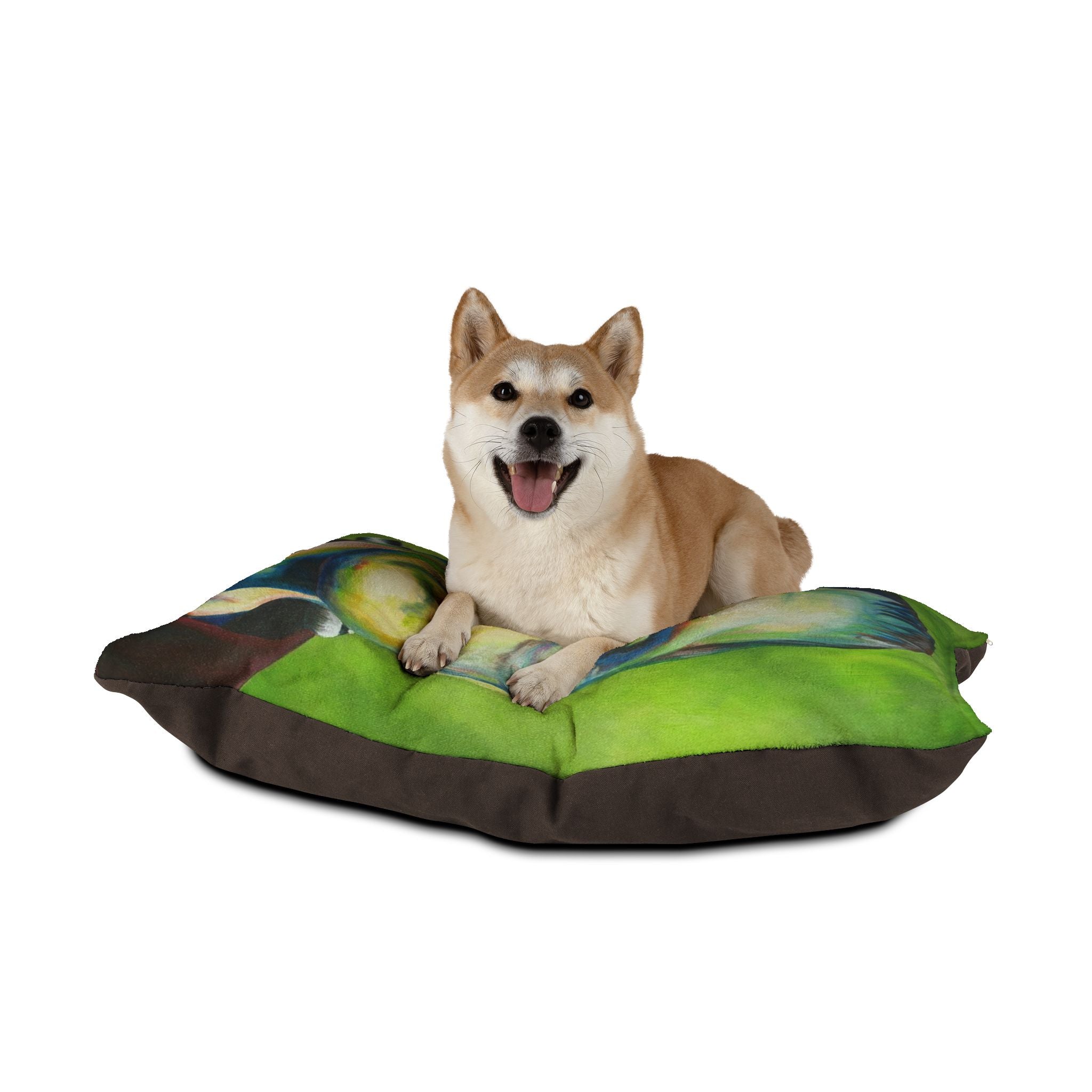 Frankenstein Pet Bed - Vibrant Green Plush Pet Cushion by artist Mel Fiorentino