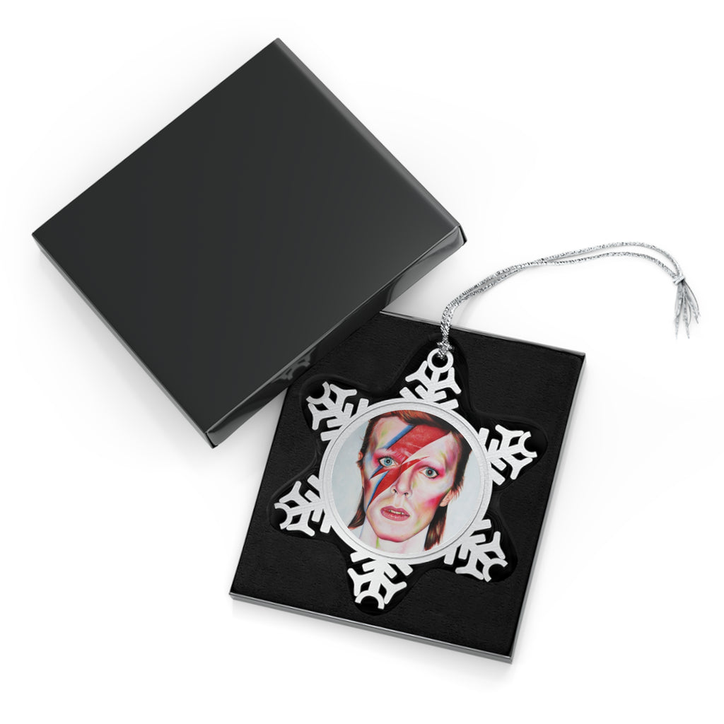 Aladdin Sane Pewter Snowflake Ornament by Mel Fiorentino