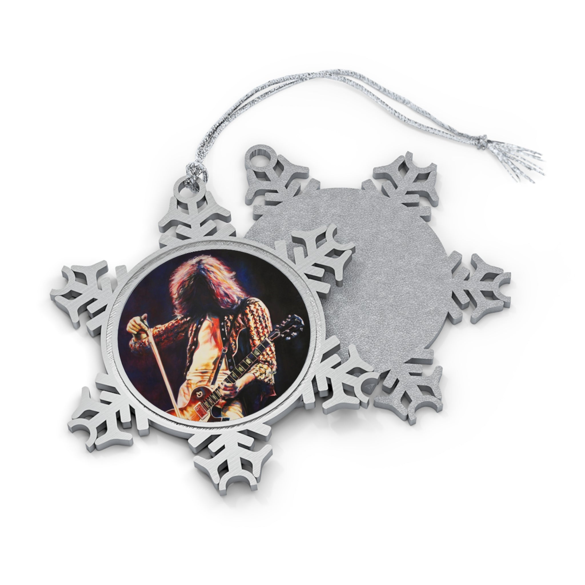 Jimmy Page Pewter Snowflake Ornament by Mel Fiorentino