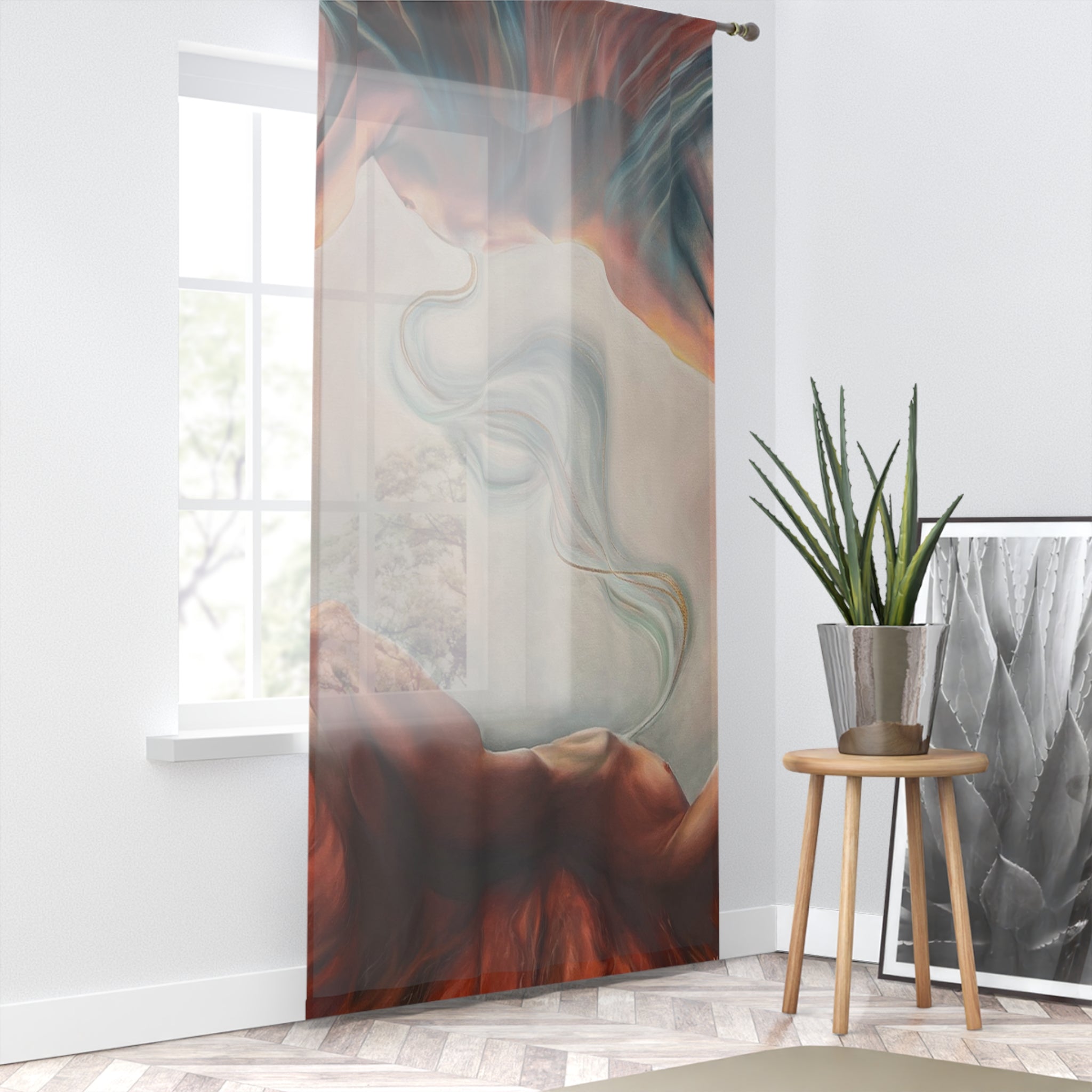 The Surrendering Window Curtain – Artistic Sheer Drapes for Home Décor by artist Mel Fiorentino