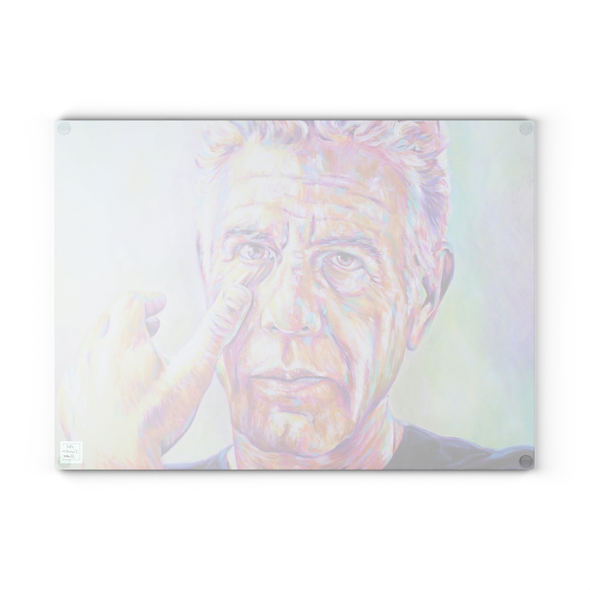 Anthony Bourdain Glass Cutting Board by Mel Fiorentino