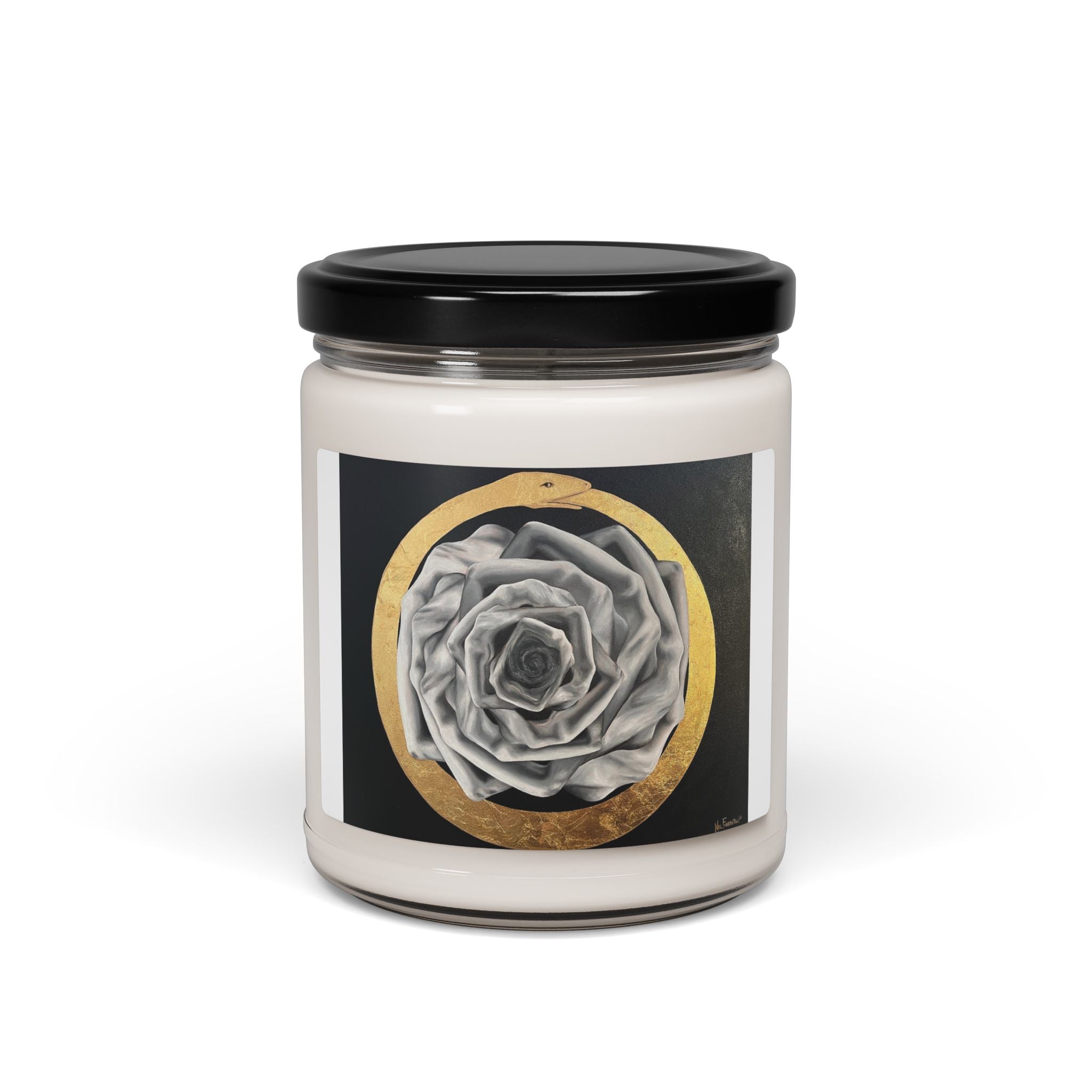 Ouroboros art by Mel Fiorentino-Elegant Rose Scented Soy Candle