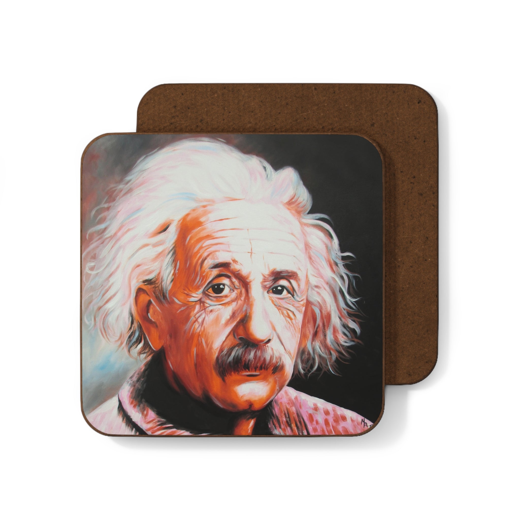 Albert Einstein Art Coaster - Iconic Hardboard Drink Coaster for Science Lovers