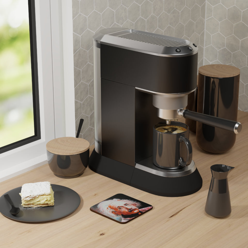 Albert Einstein Art Coaster - Iconic Hardboard Drink Coaster for Science Lovers