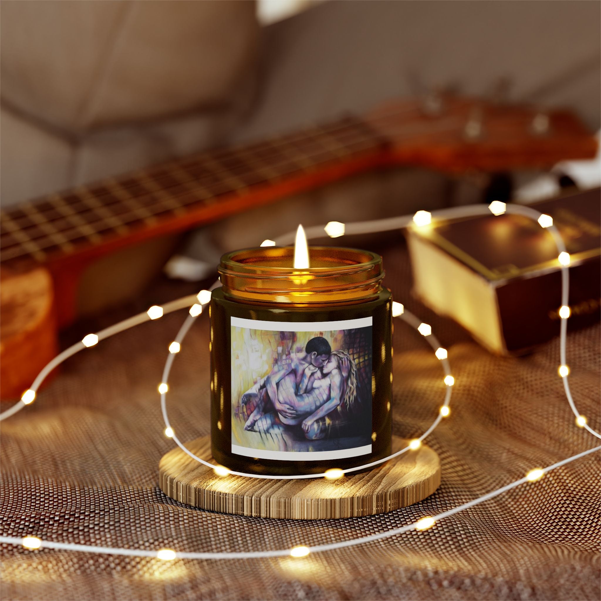 Romantic Art Scented Candle - Coconut Apricot Wax (4oz, 9oz) | Perfect Gift for Couples