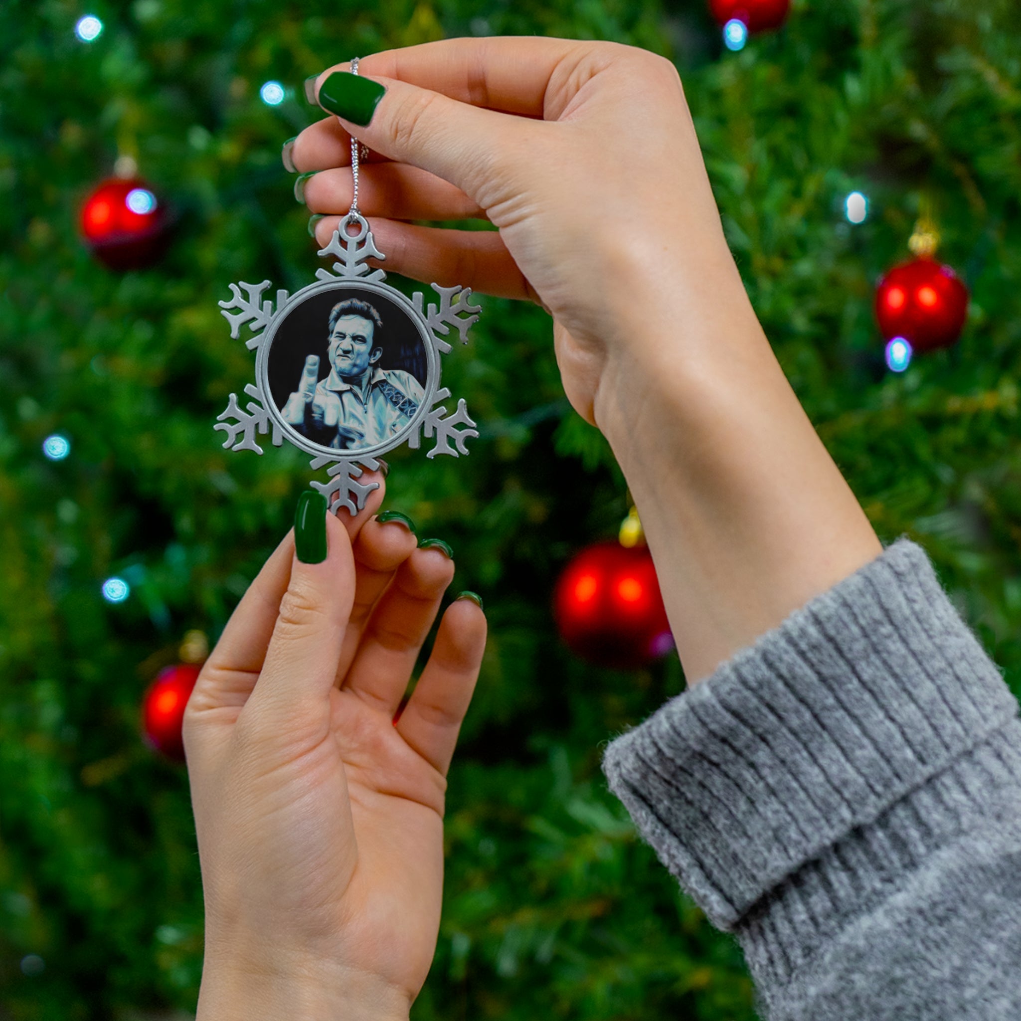 Folsom Prison Blues Pewter Snowflake Ornament by Mel Fiorentino