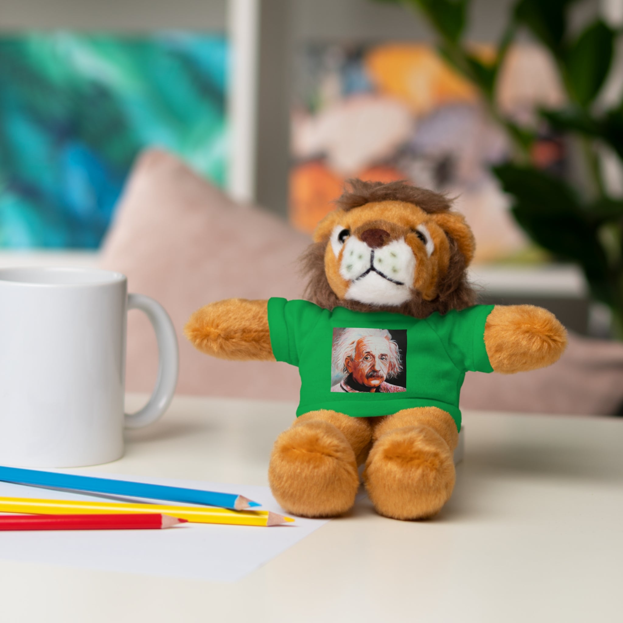 Super Cute Stuffed Animal with Albert Einstein Tee - Unique Gift for Kids & Collectors by Mel Fiorentino