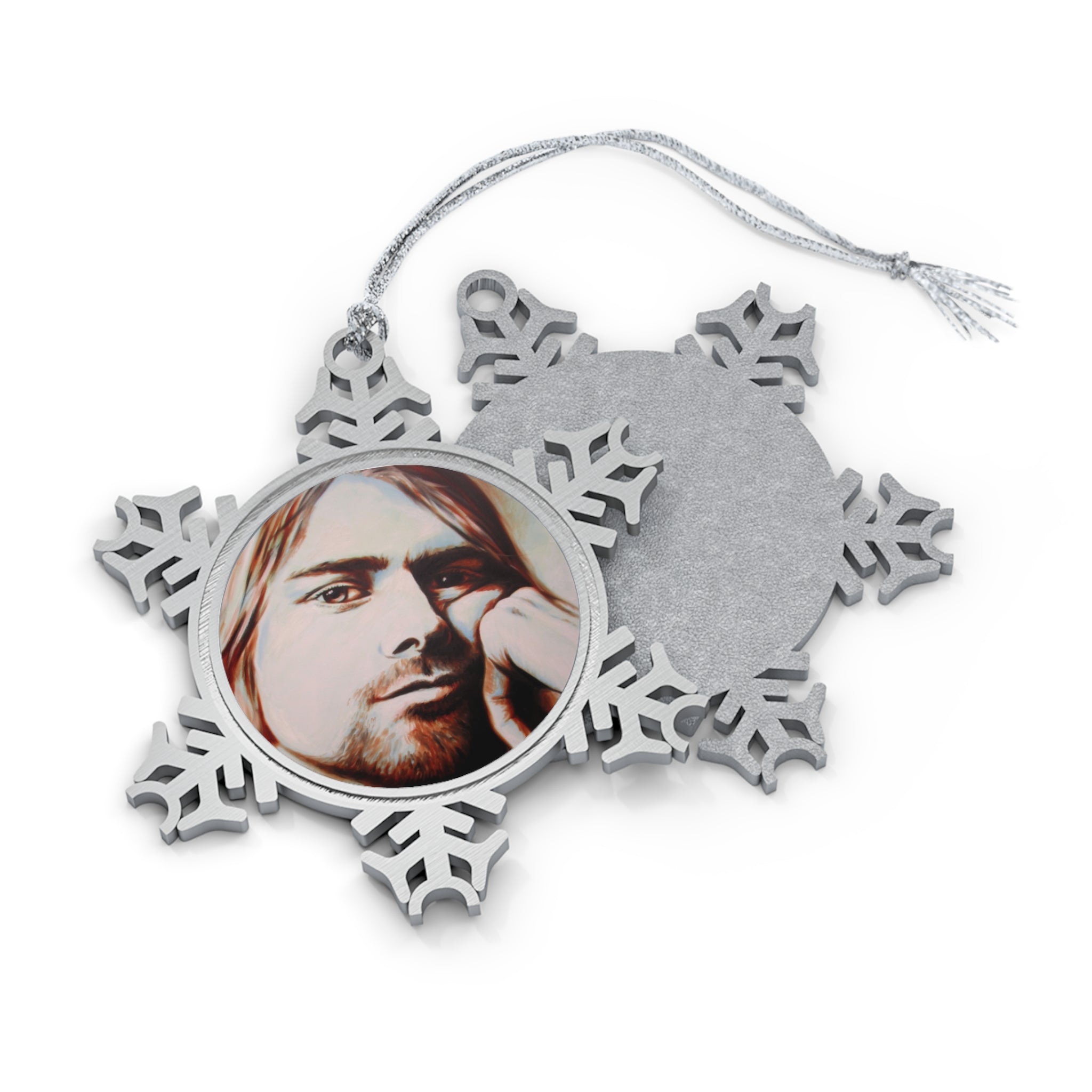 Kurt Cobain Nirvana Pewter Snowflake Ornament by Mel Fiorentino